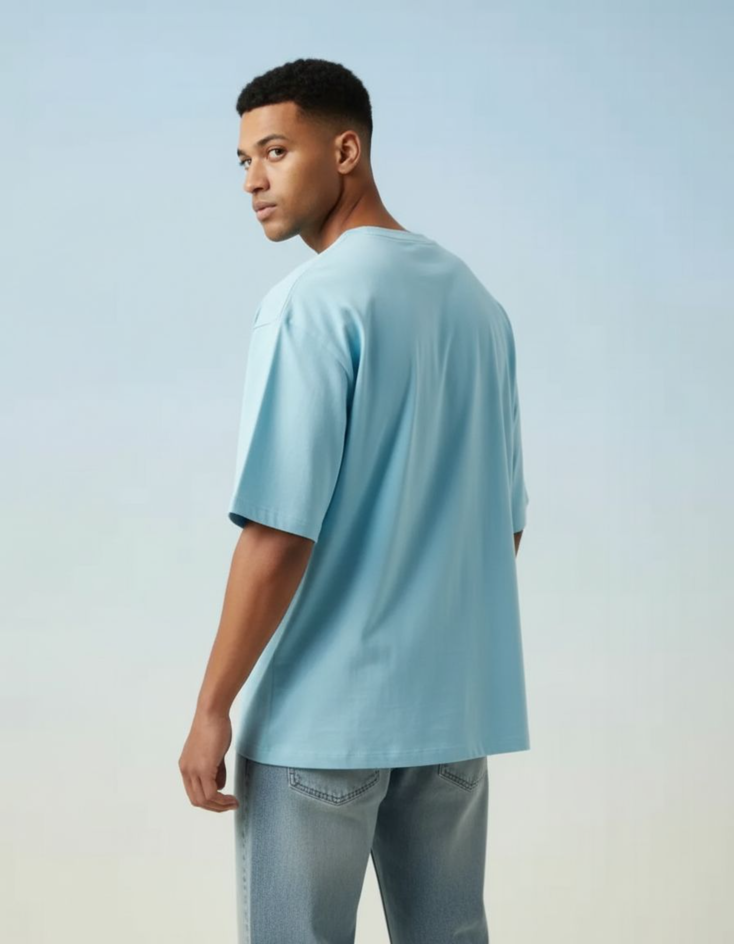 Solid Baby Blue Oversized T-Shirt
