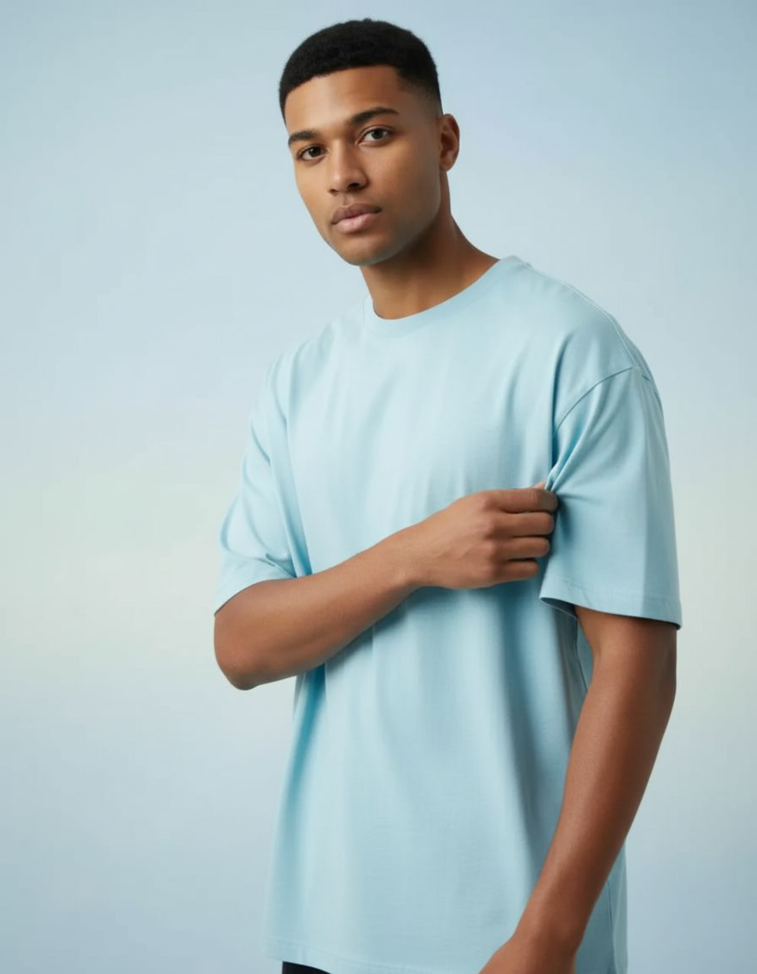 Solid Baby Blue Oversized T-Shirt