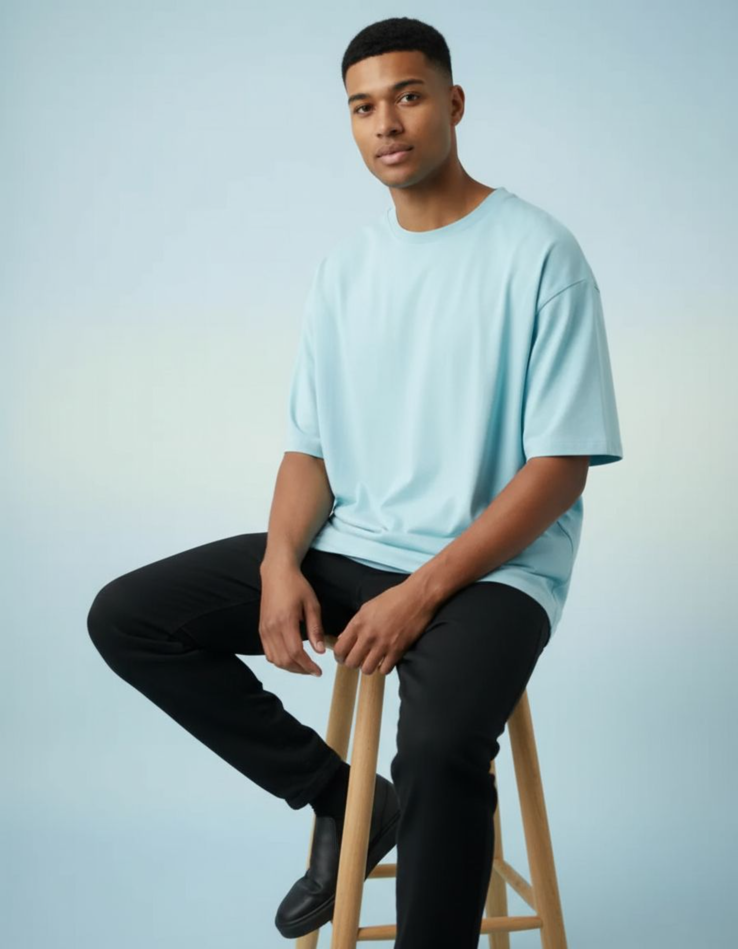 Solid Baby Blue Oversized T-Shirt
