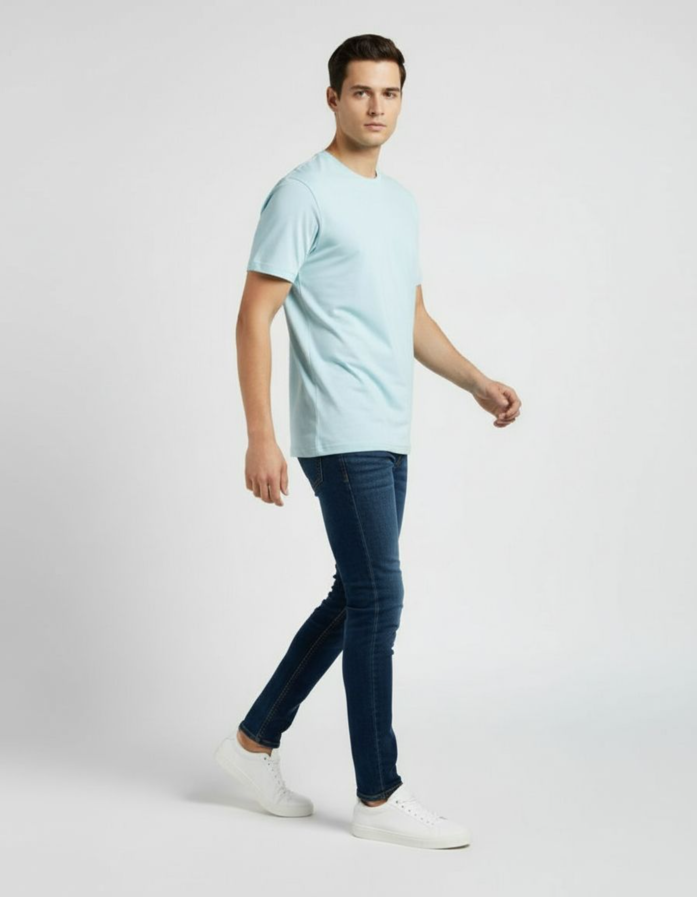 Solid Baby Blue Regular Fit T-Shirt