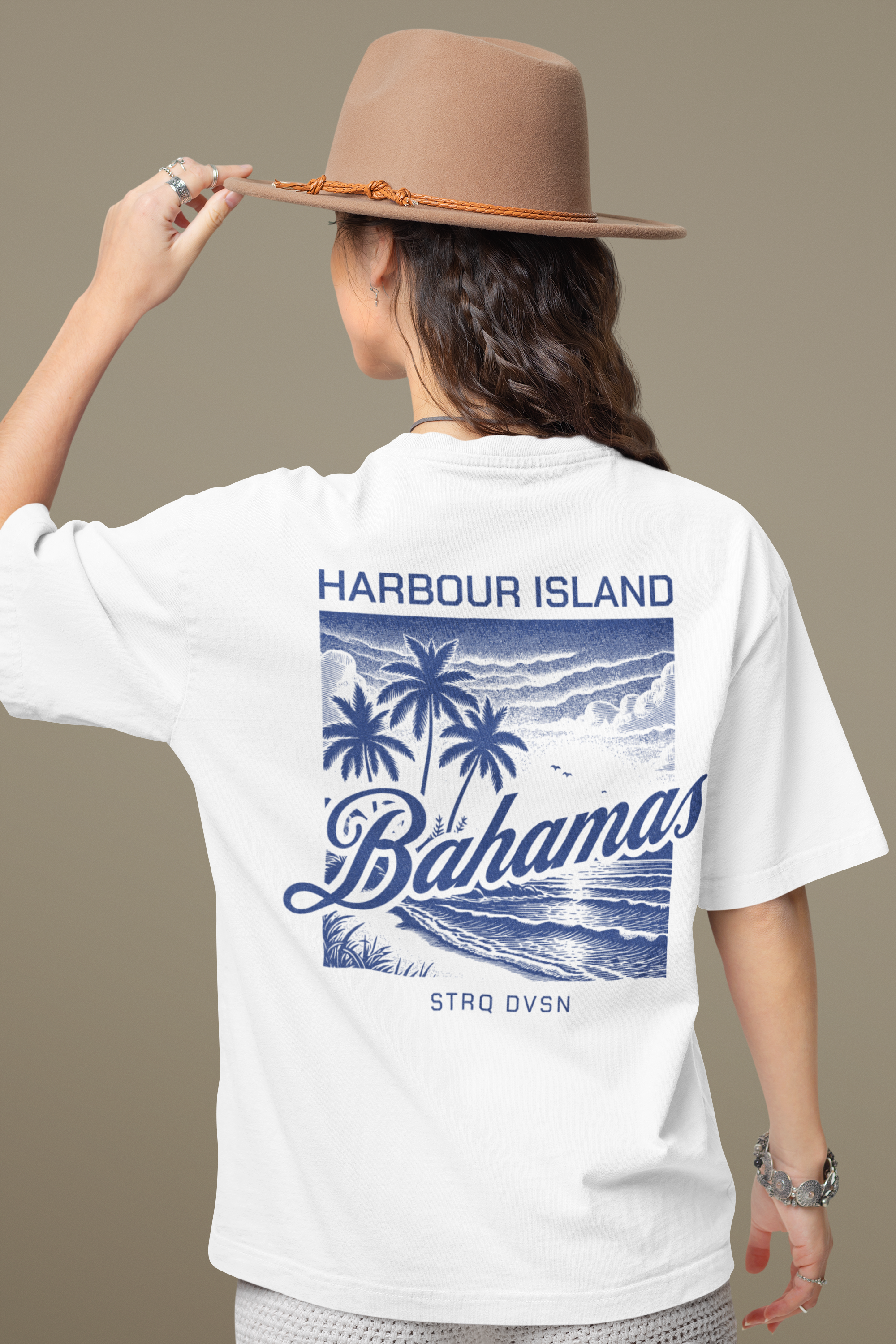 White Bahamas Printed Oversized T-Shirt