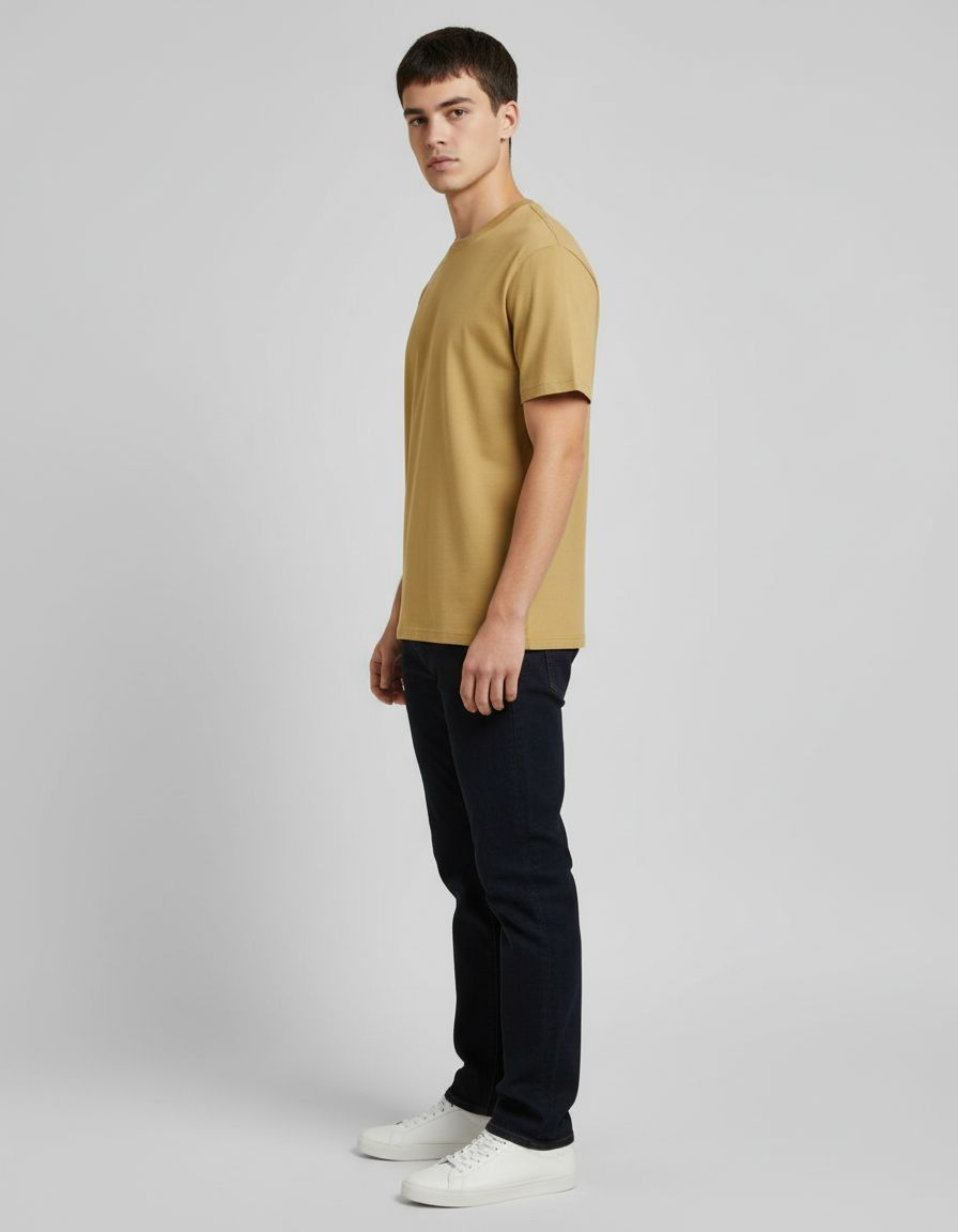 Solid Beige Regular Fit T-Shirt
