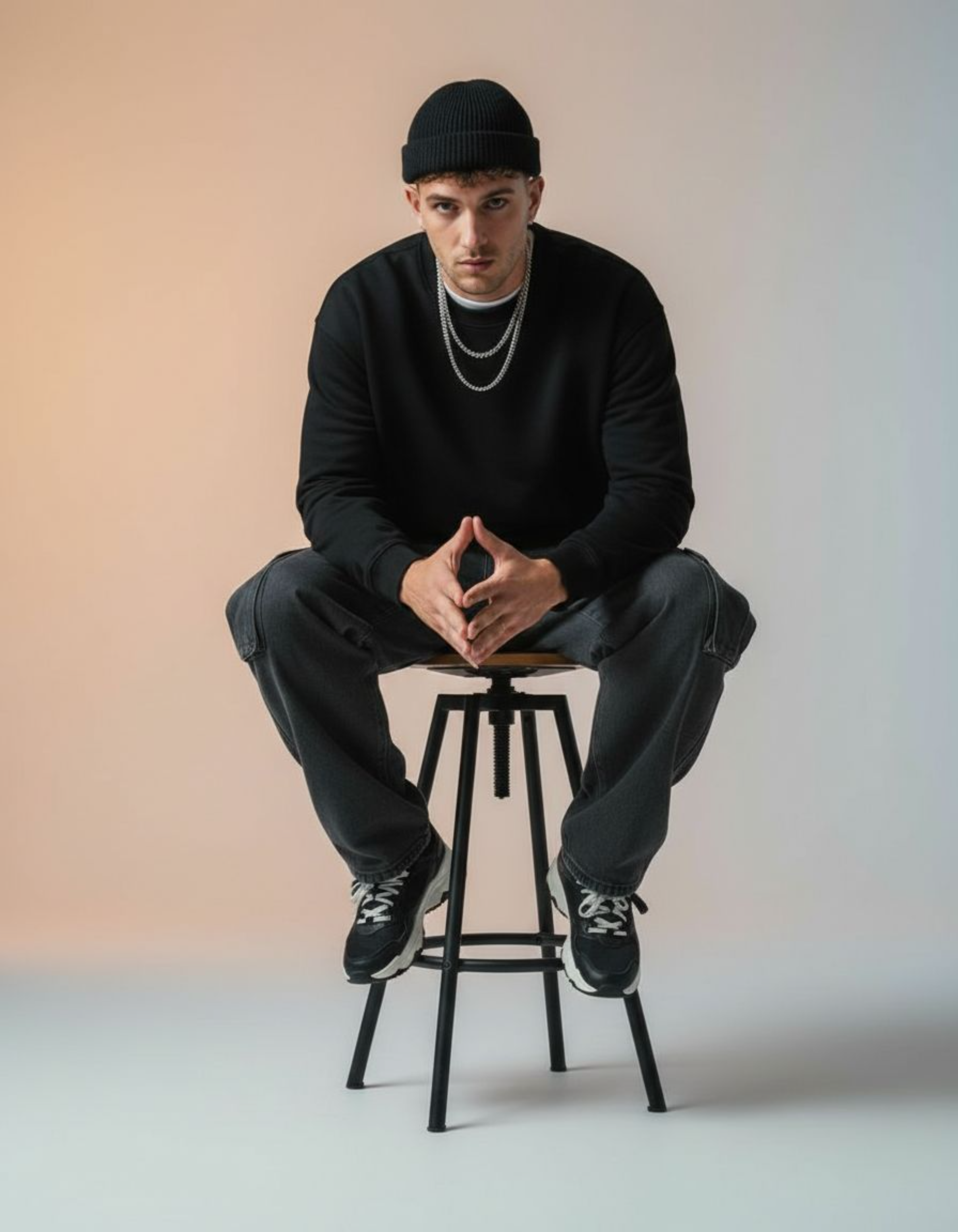 Solid Black Oversized Sweatshirt