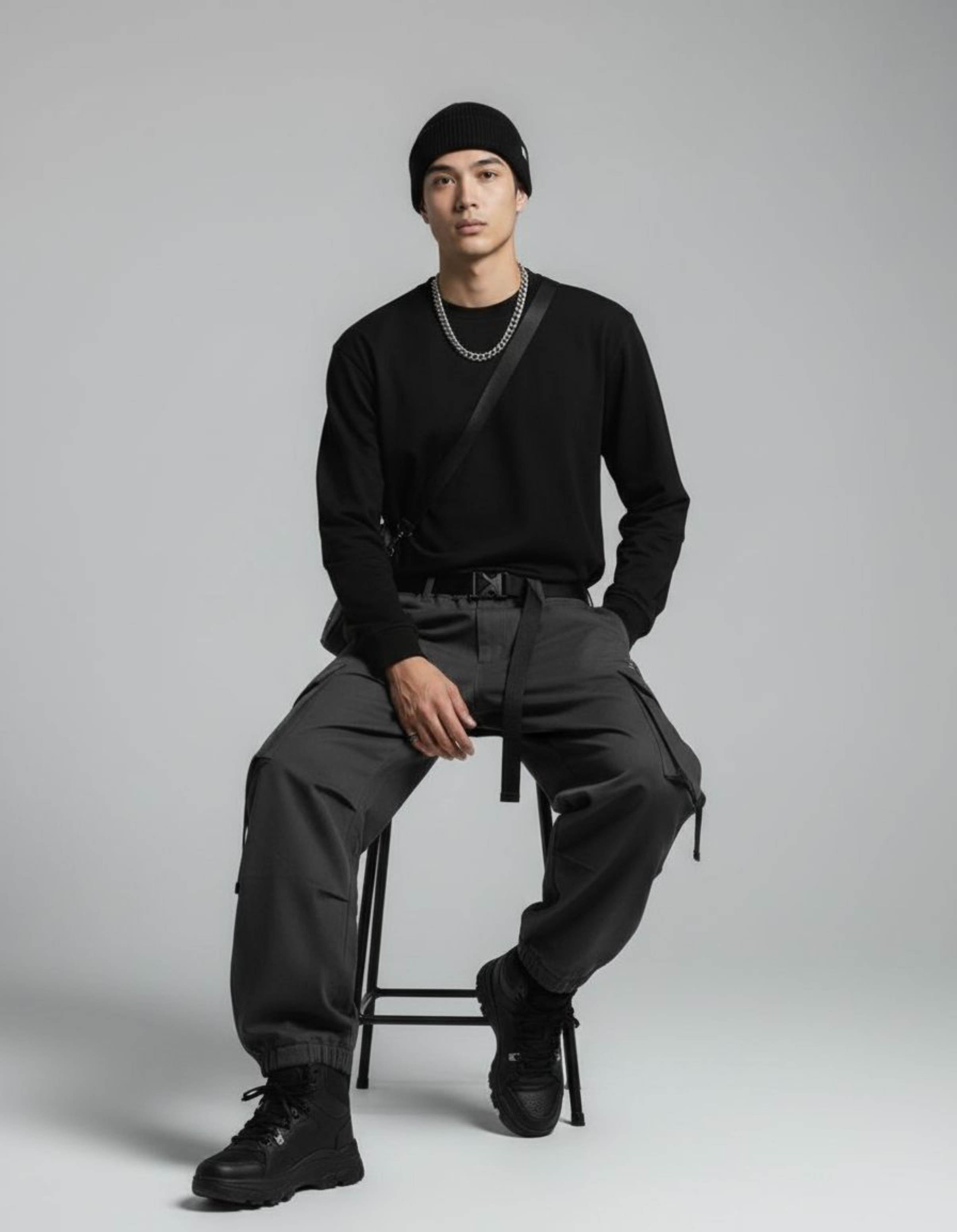 Solid Black Full Sleeve Regular Fit T-Shirt