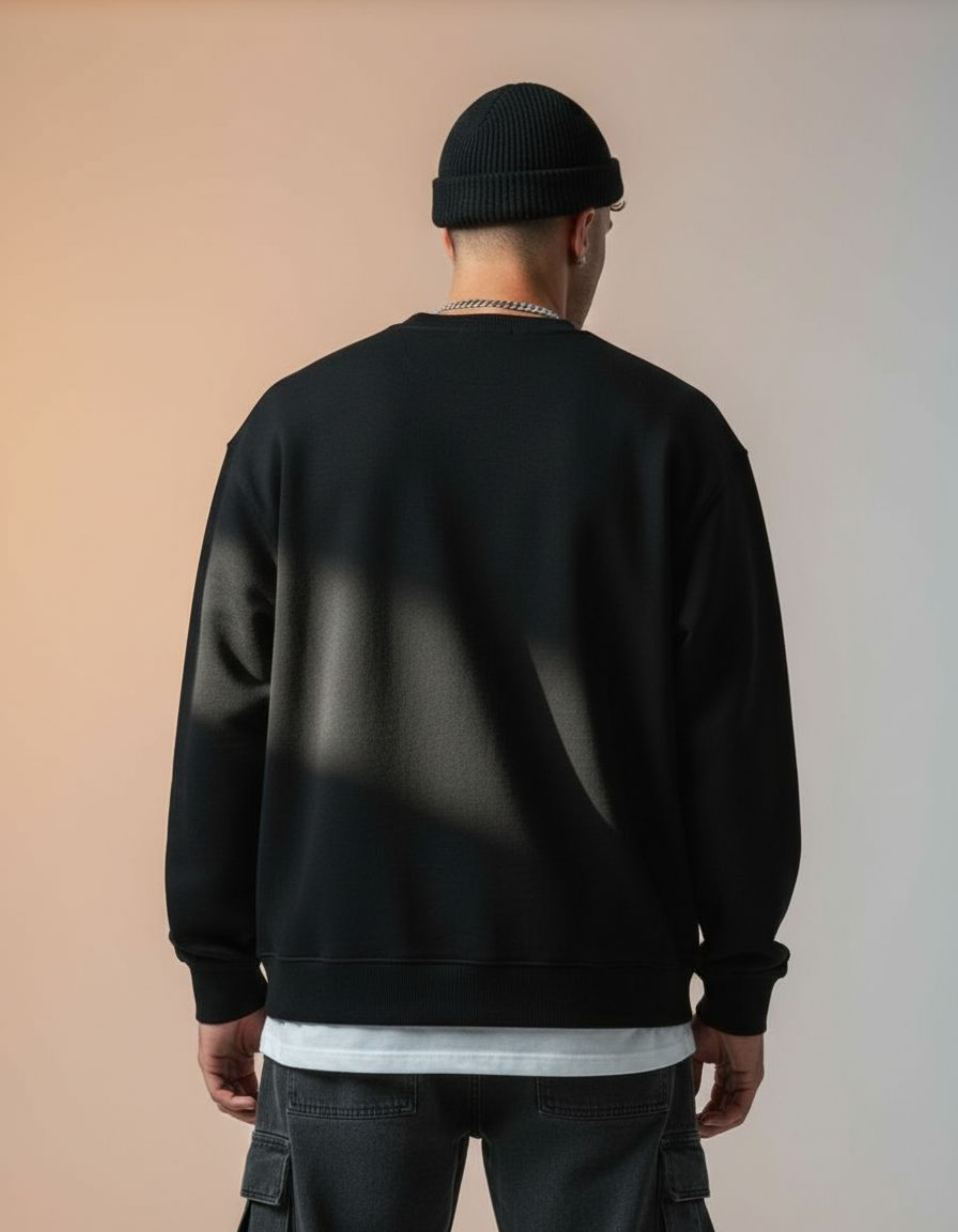 Solid Black Oversized Sweatshirt