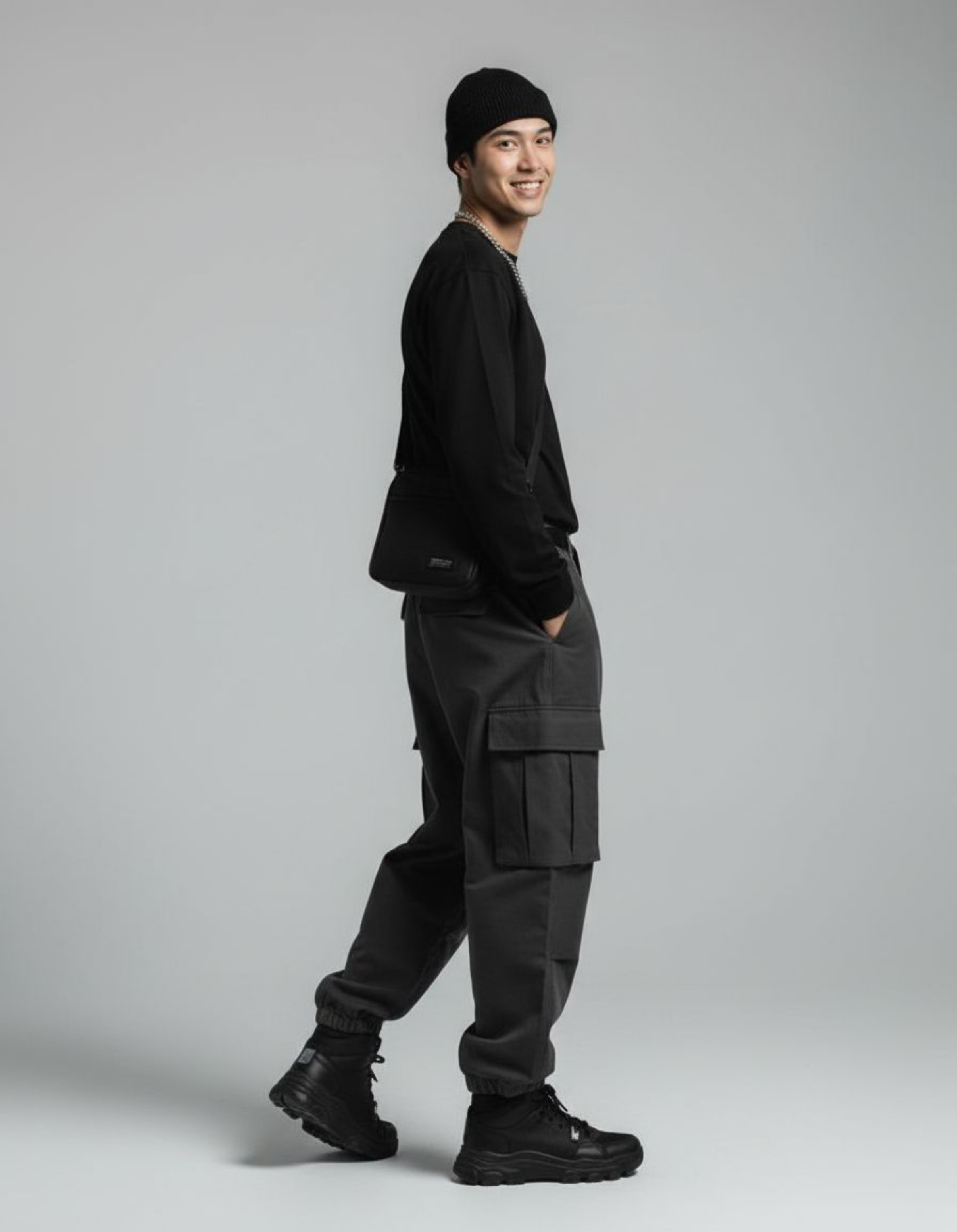 Solid Black Full Sleeve Regular Fit T-Shirt