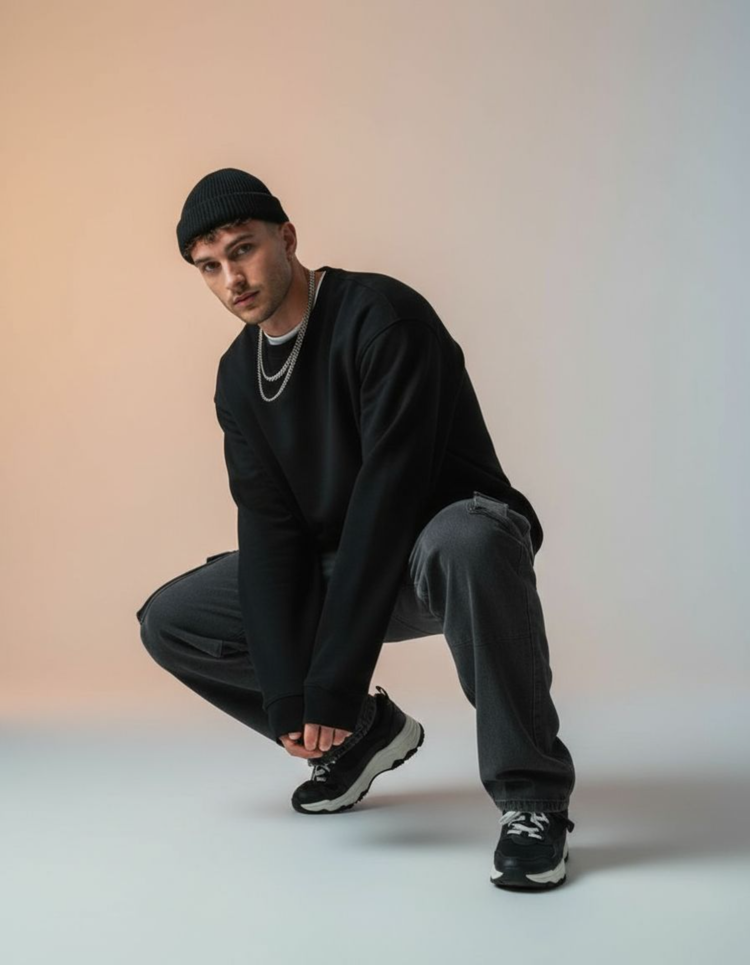 Solid Black Oversized Sweatshirt