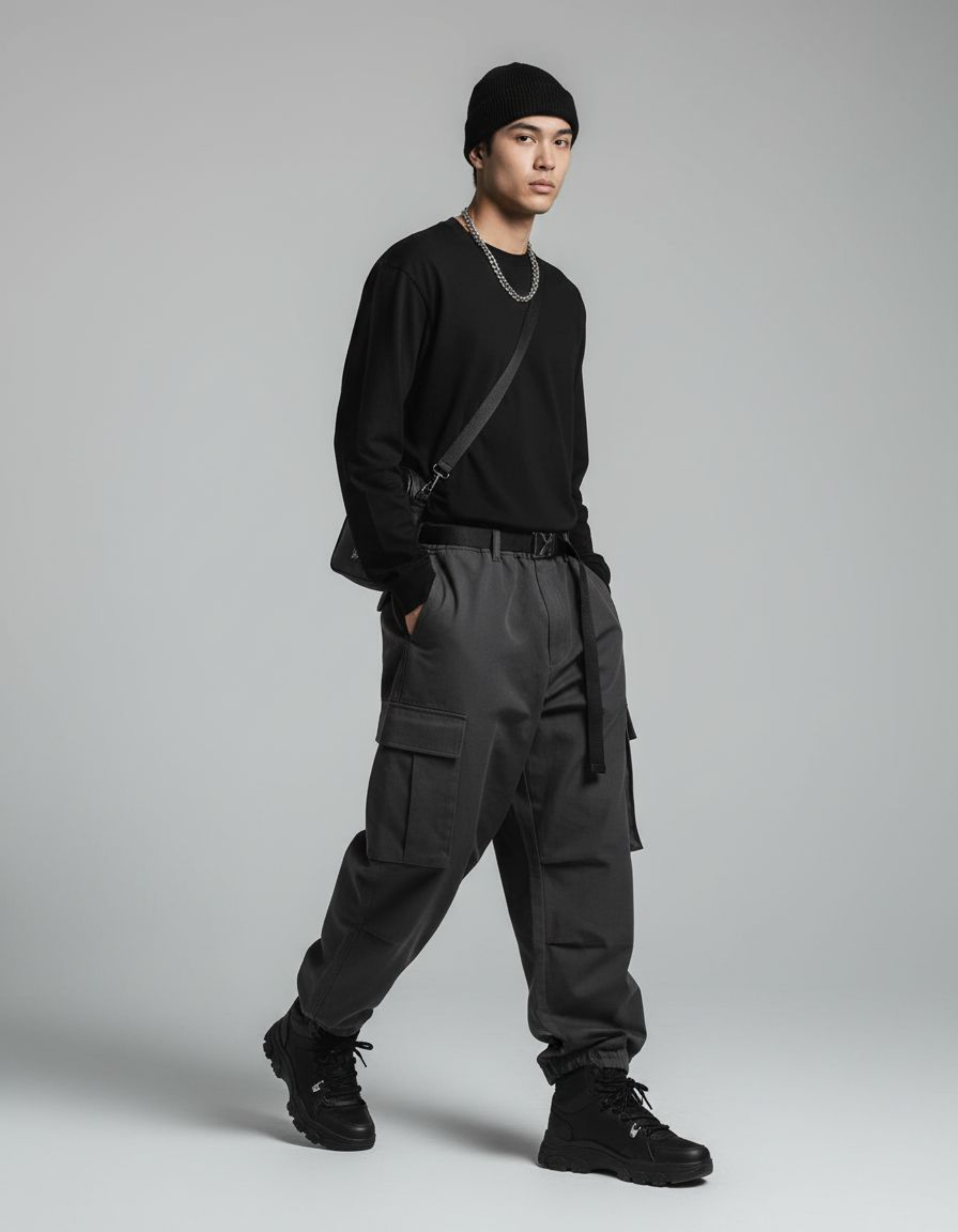 Solid Black Full Sleeve Regular Fit T-Shirt