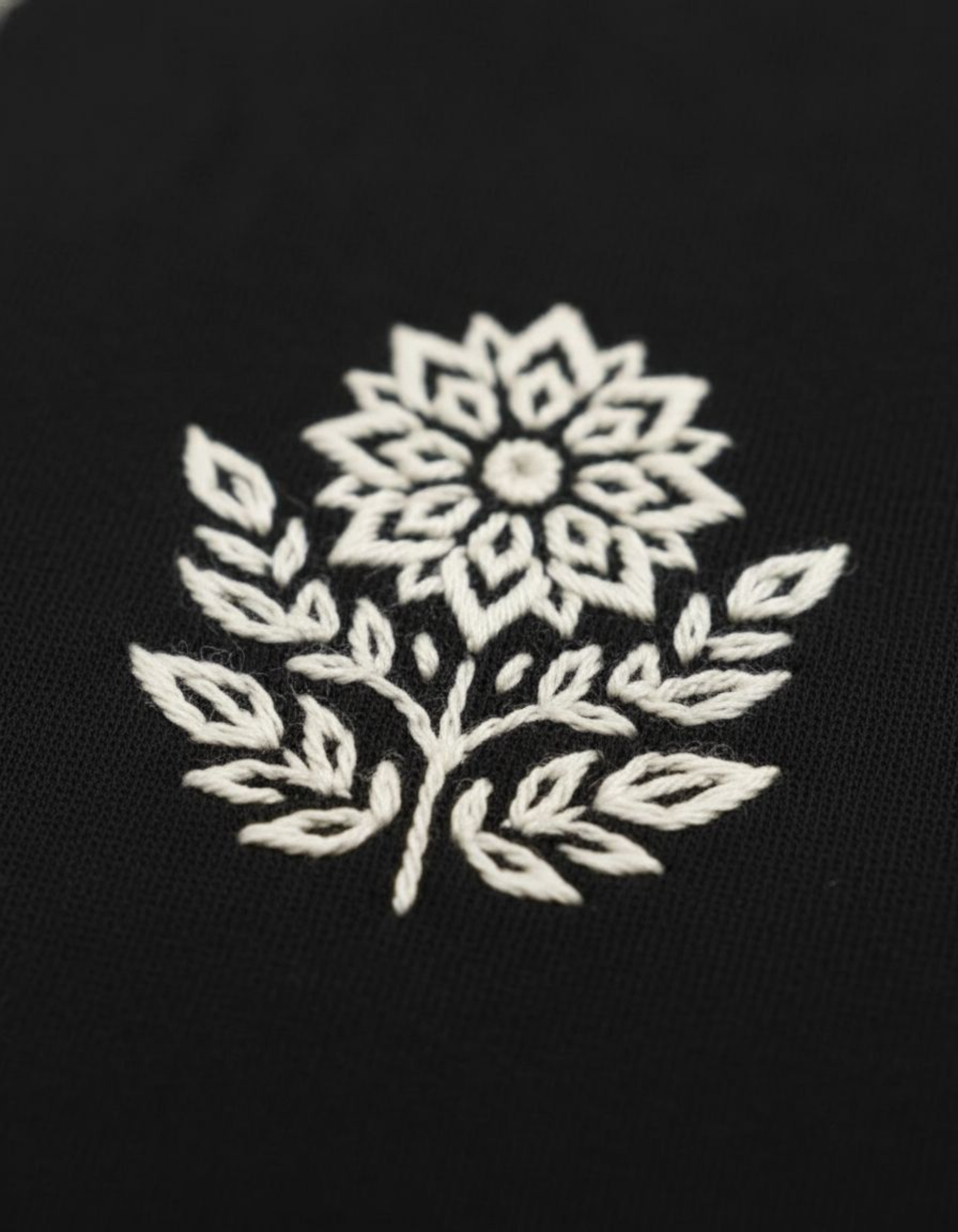 Black Floral Embroidery Sweatshirt