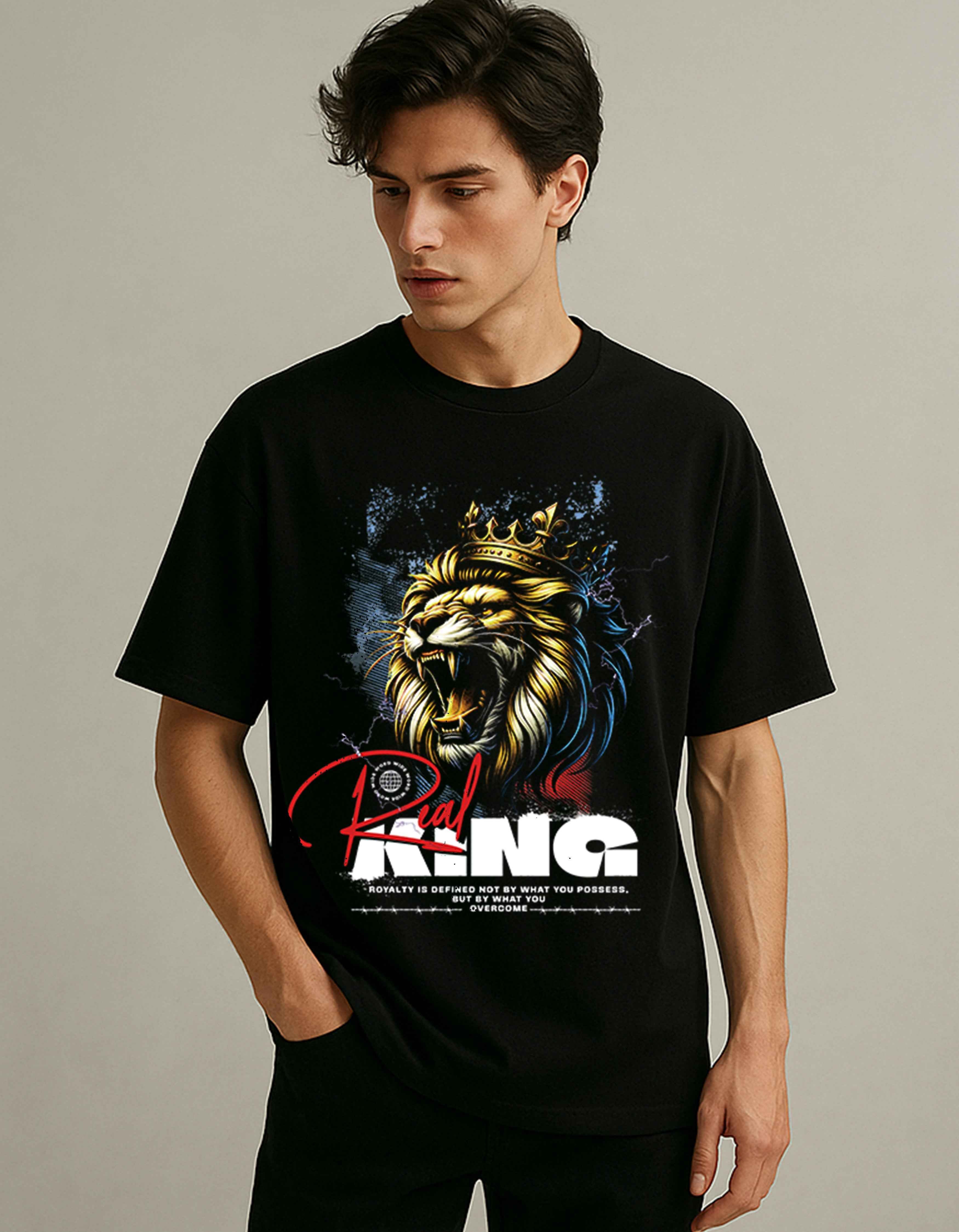 Black Real King Printed Oversized T-Shirt