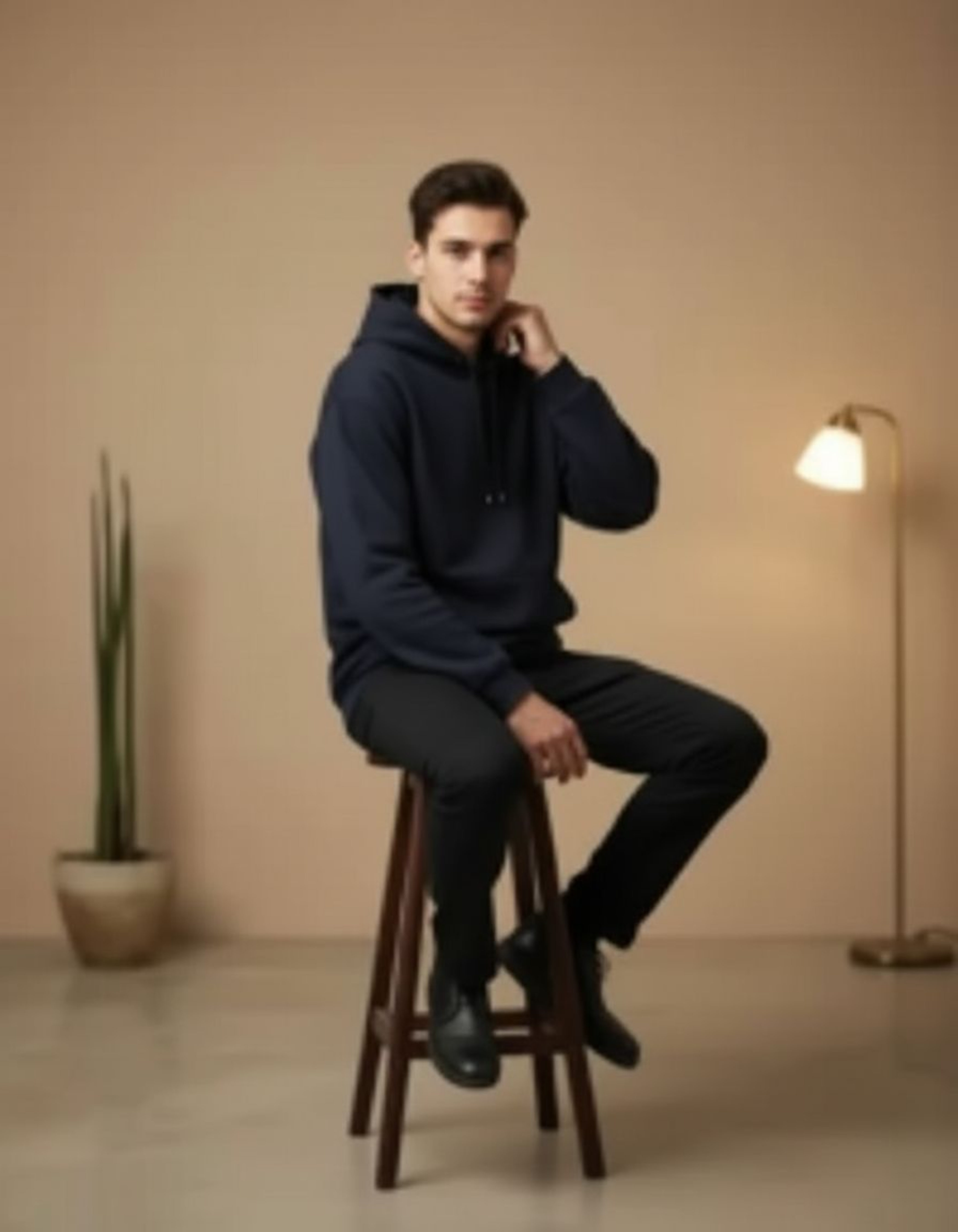 Navy Blue Born to Race Printed Oversized Hoodie