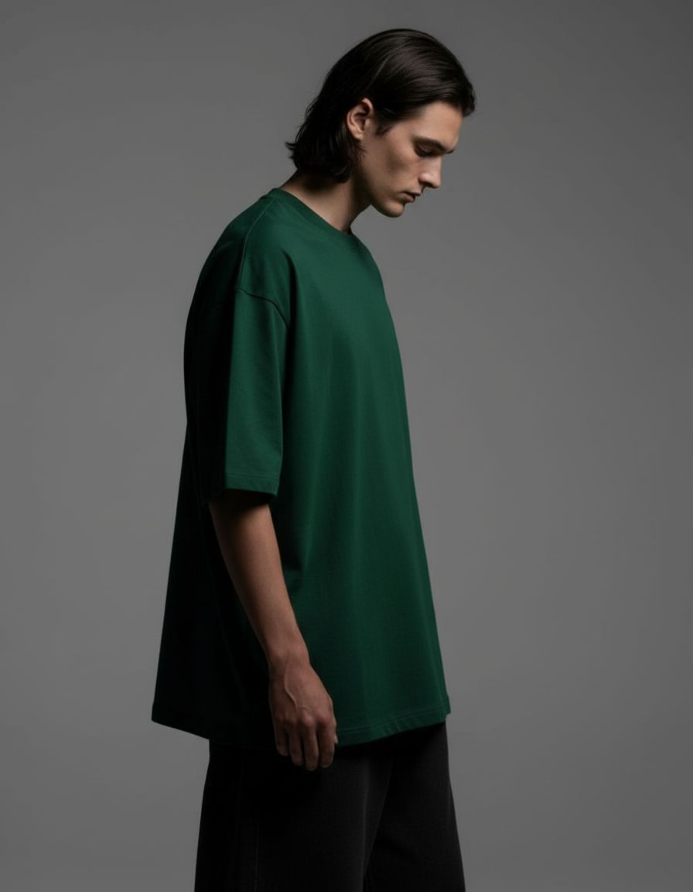 Solid Bottle Green Oversized T-Shirt