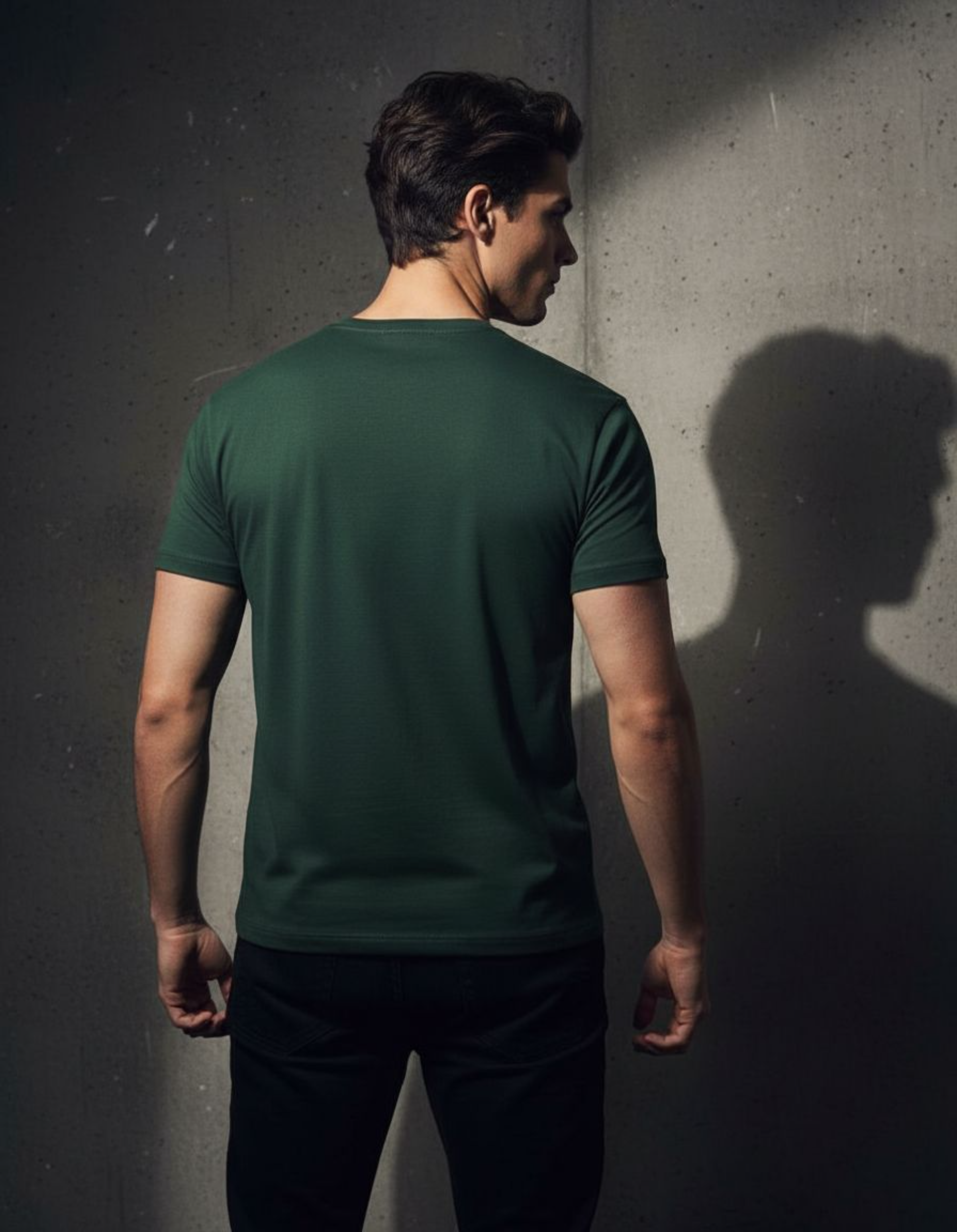 Solid Bottle Green Regular Fit T-Shirt