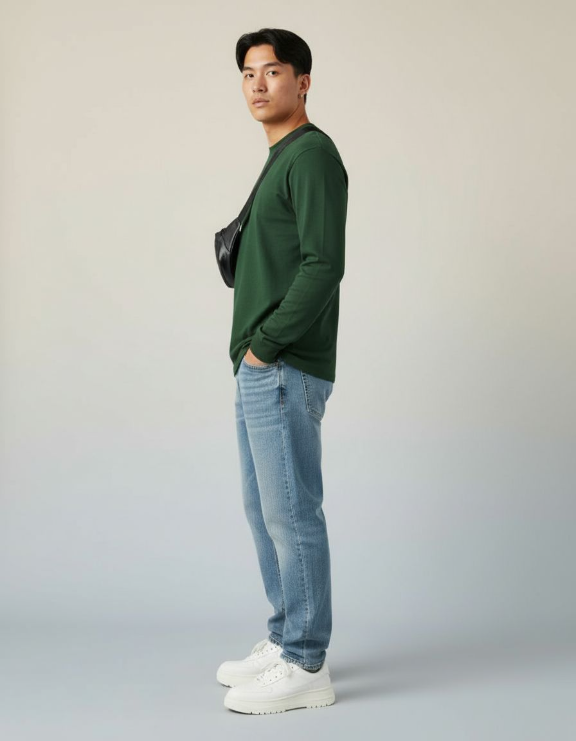 Solid Bottle Green Full Sleeve Regular Fit T-Shirt