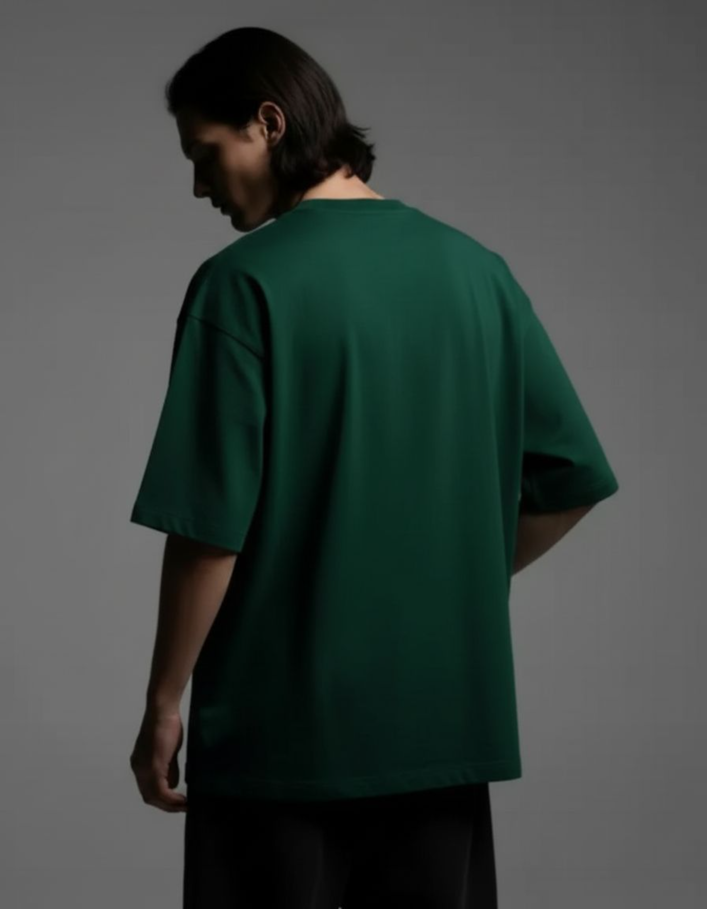 Solid Bottle Green Oversized T-Shirt