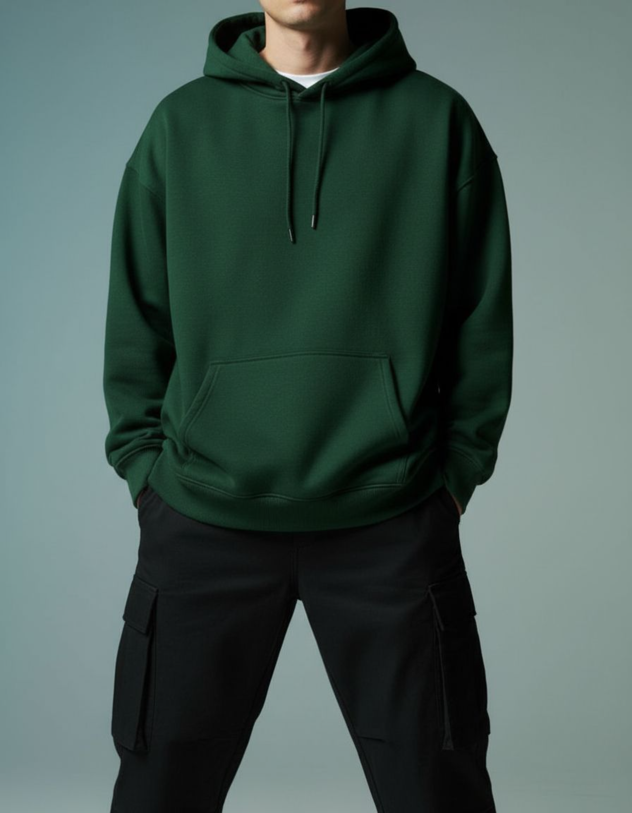Basic Bottle Green Oversized Hoodie