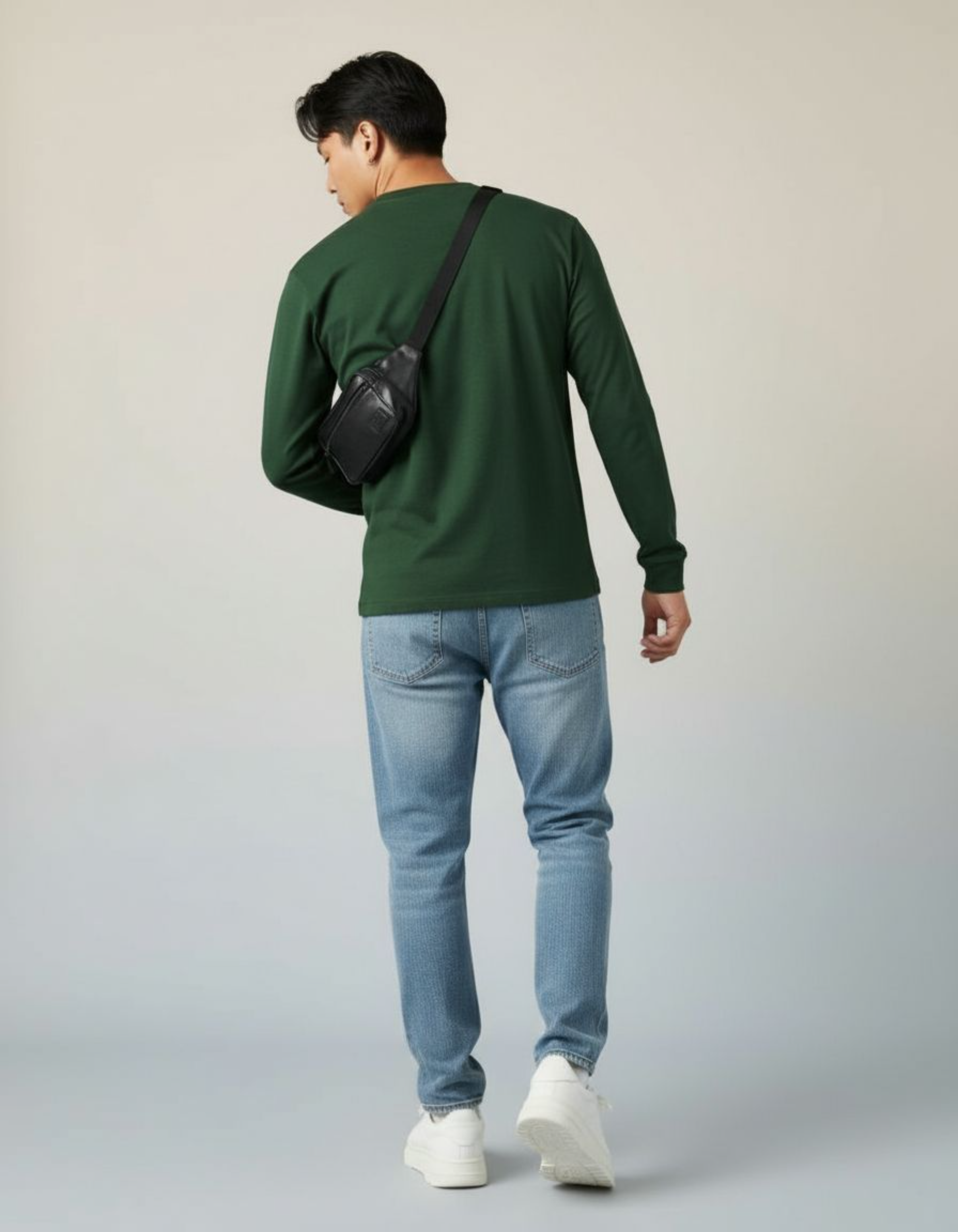 Solid Bottle Green Full Sleeve Regular Fit T-Shirt