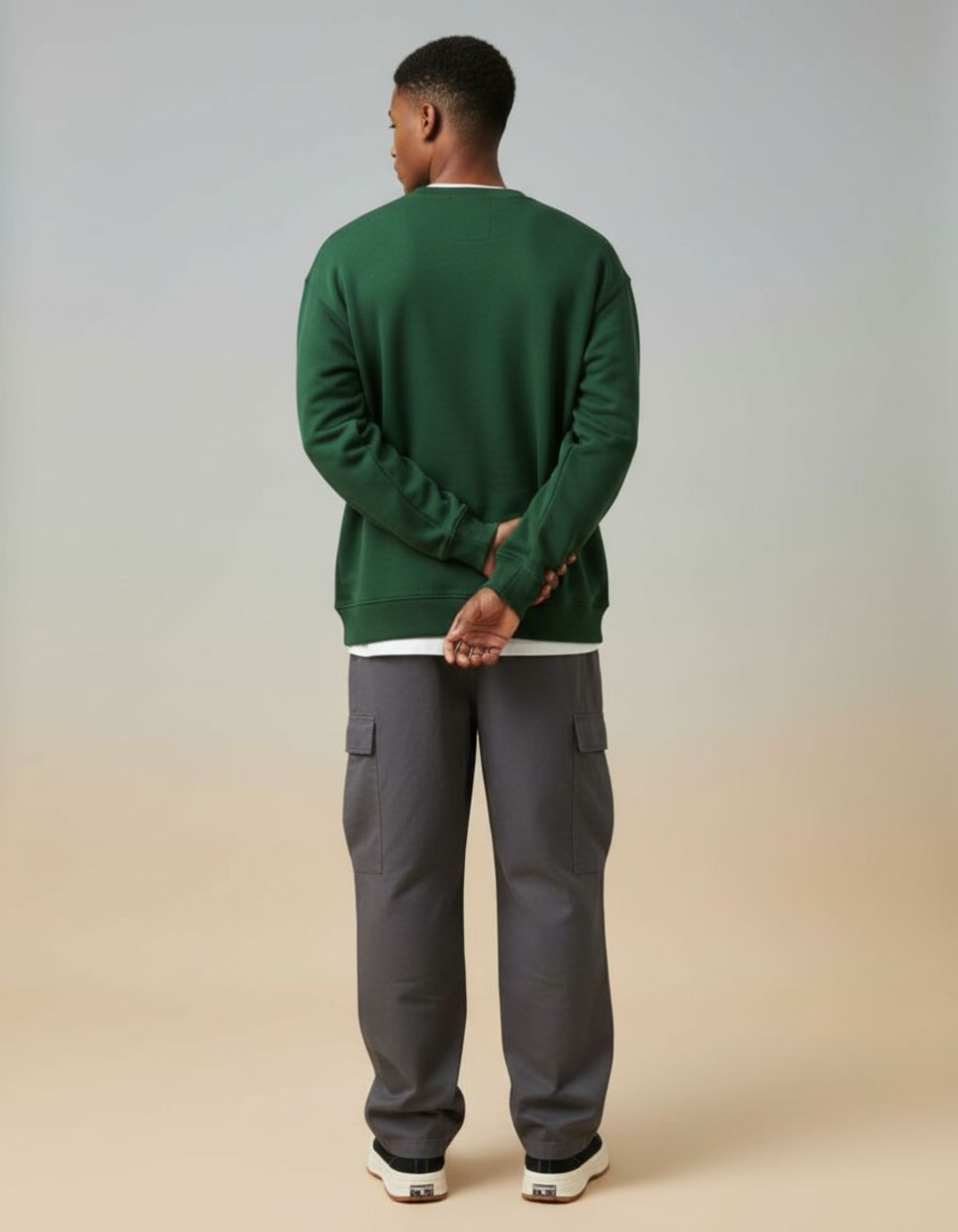 Solid Bottle Green Oversized Sweatshirt