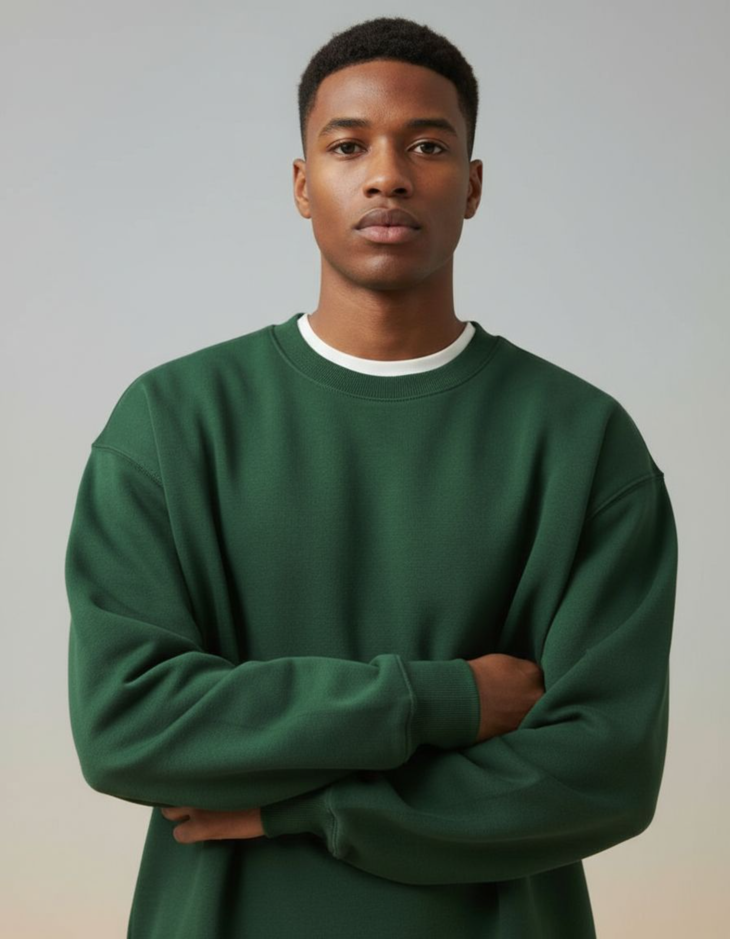 Solid Bottle Green Oversized Sweatshirt