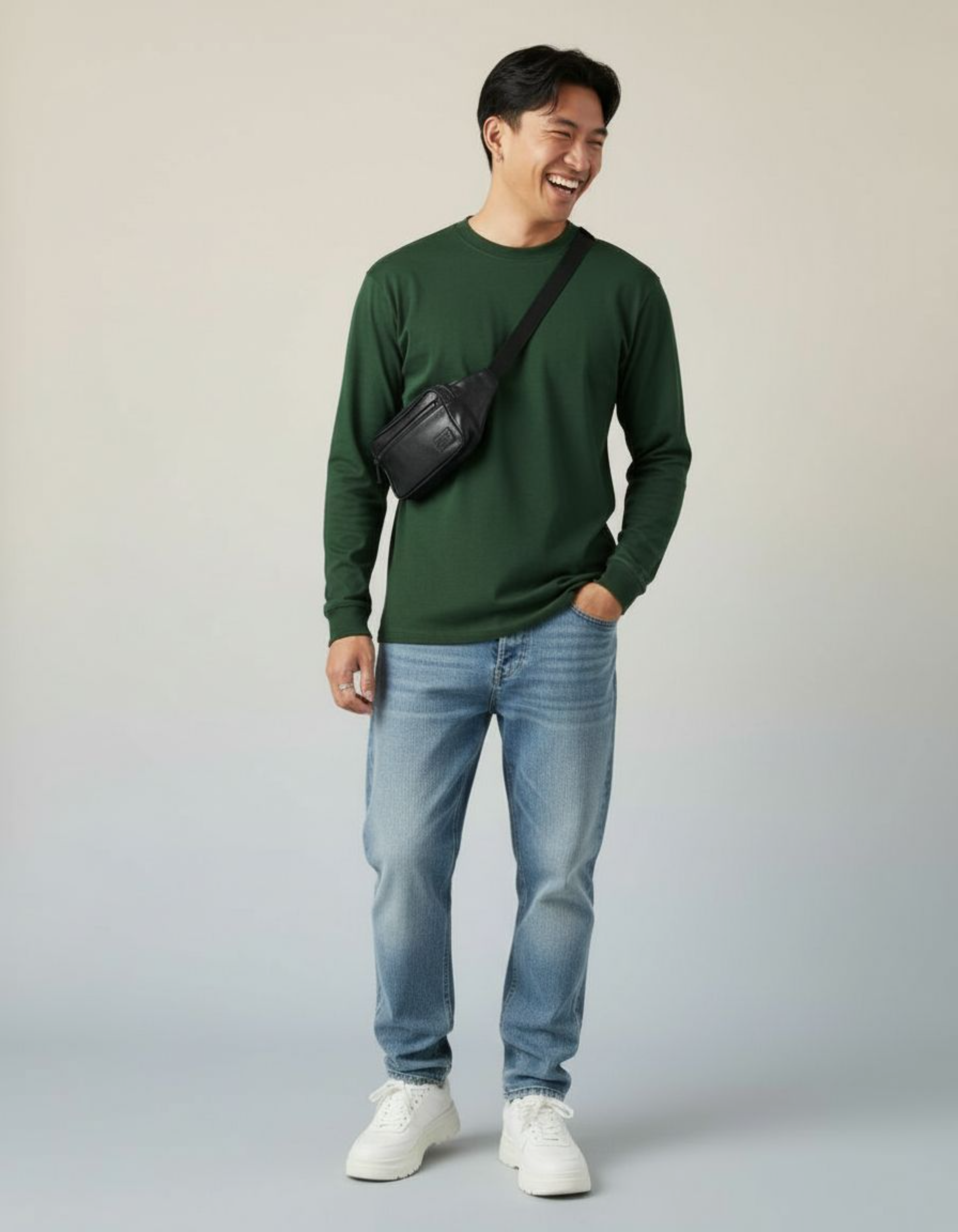 Solid Bottle Green Full Sleeve Regular Fit T-Shirt