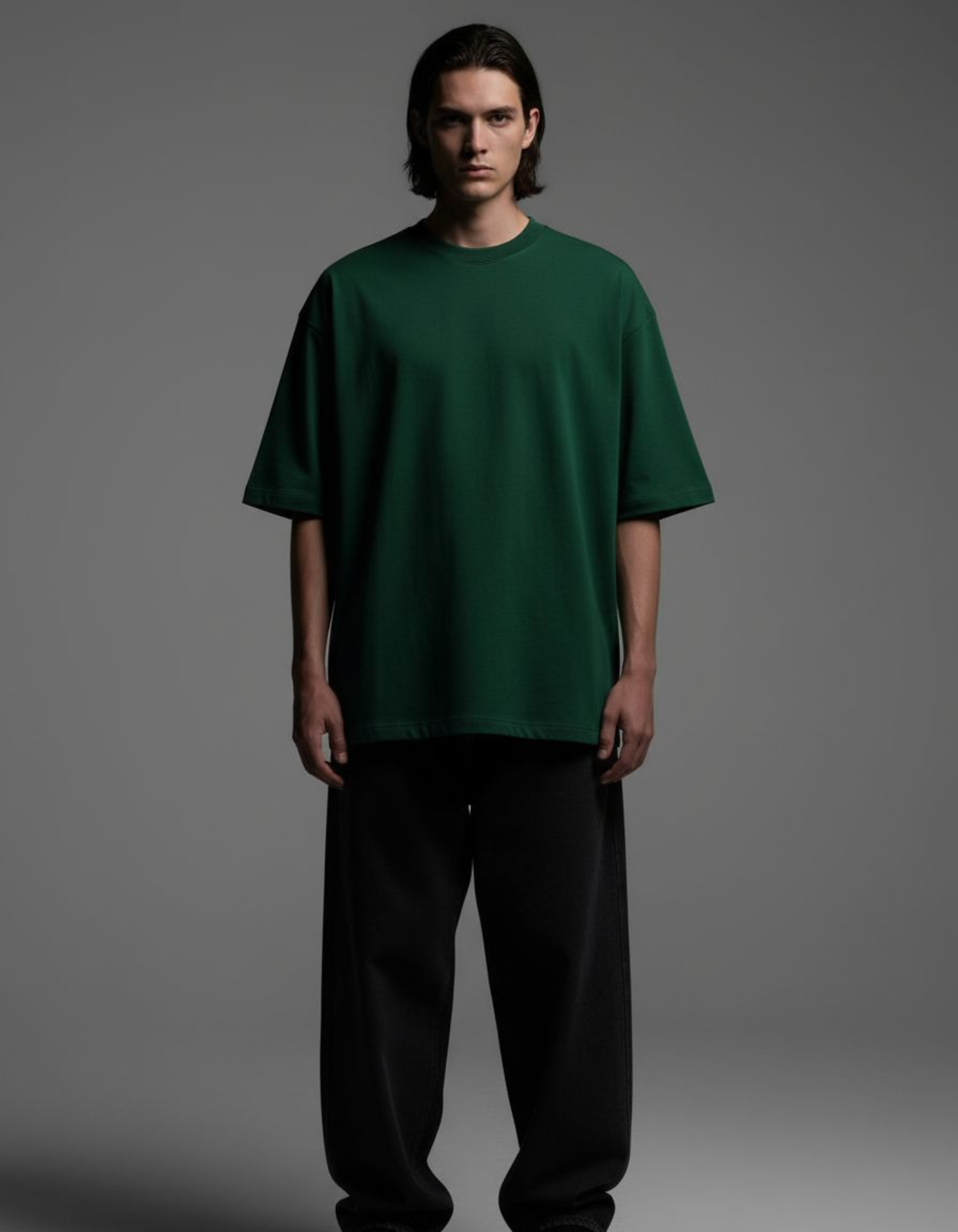 Solid Bottle Green Oversized T-Shirt