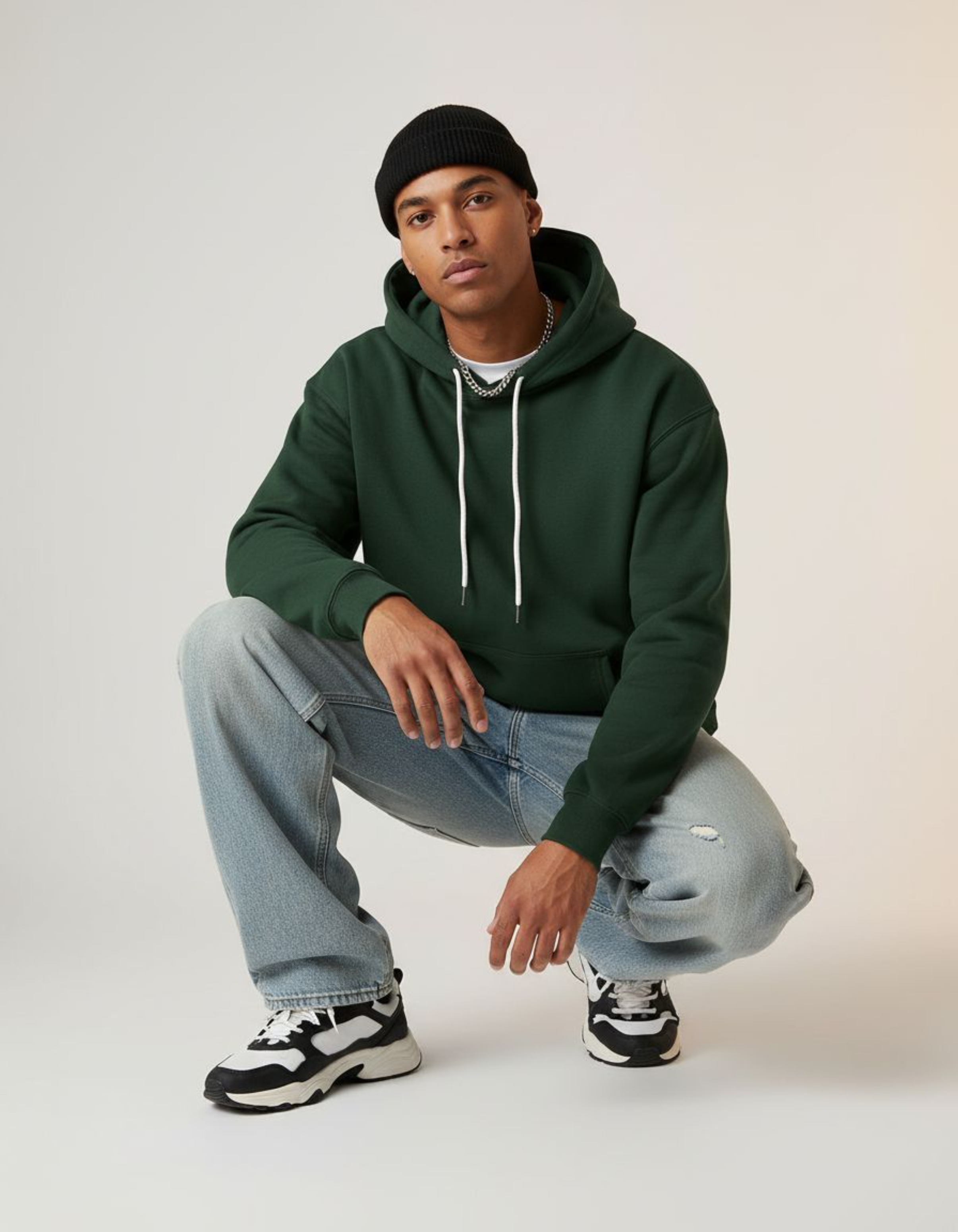 Solid Bottle Green Hoodie
