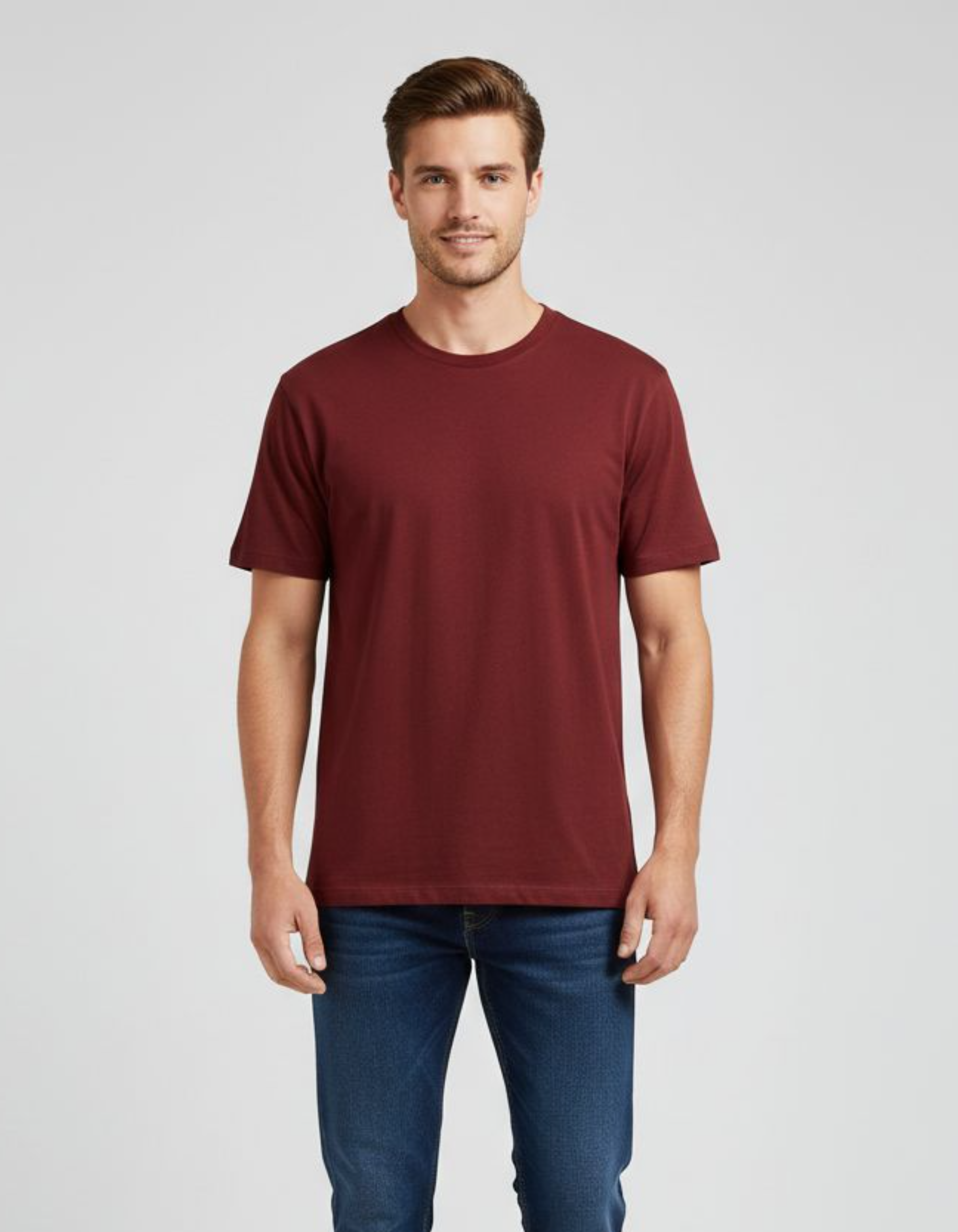 Solid Brick Red Regular Fit T-Shirt
