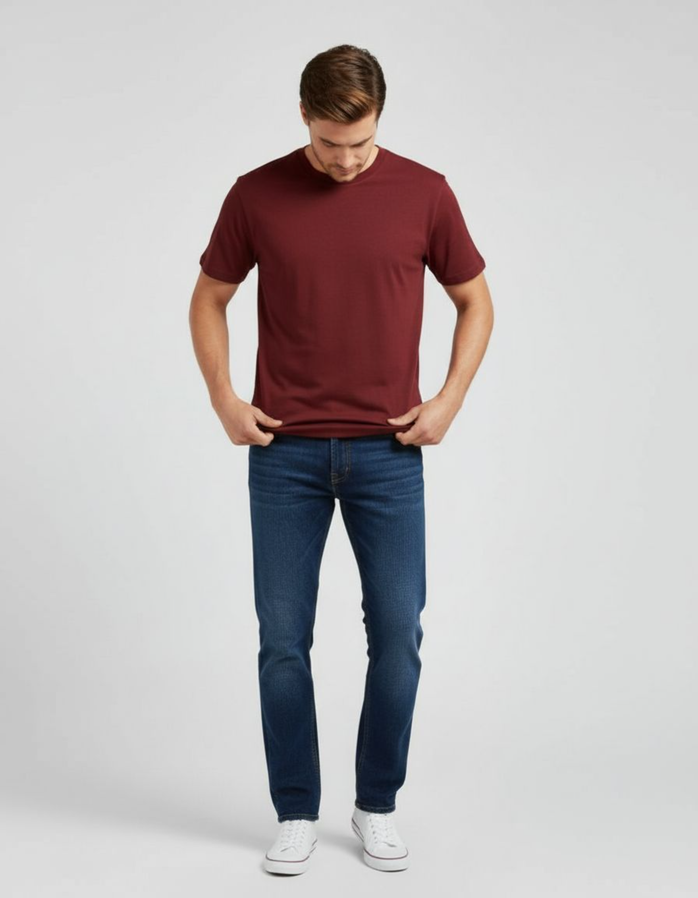 Solid Brick Red Regular Fit T-Shirt