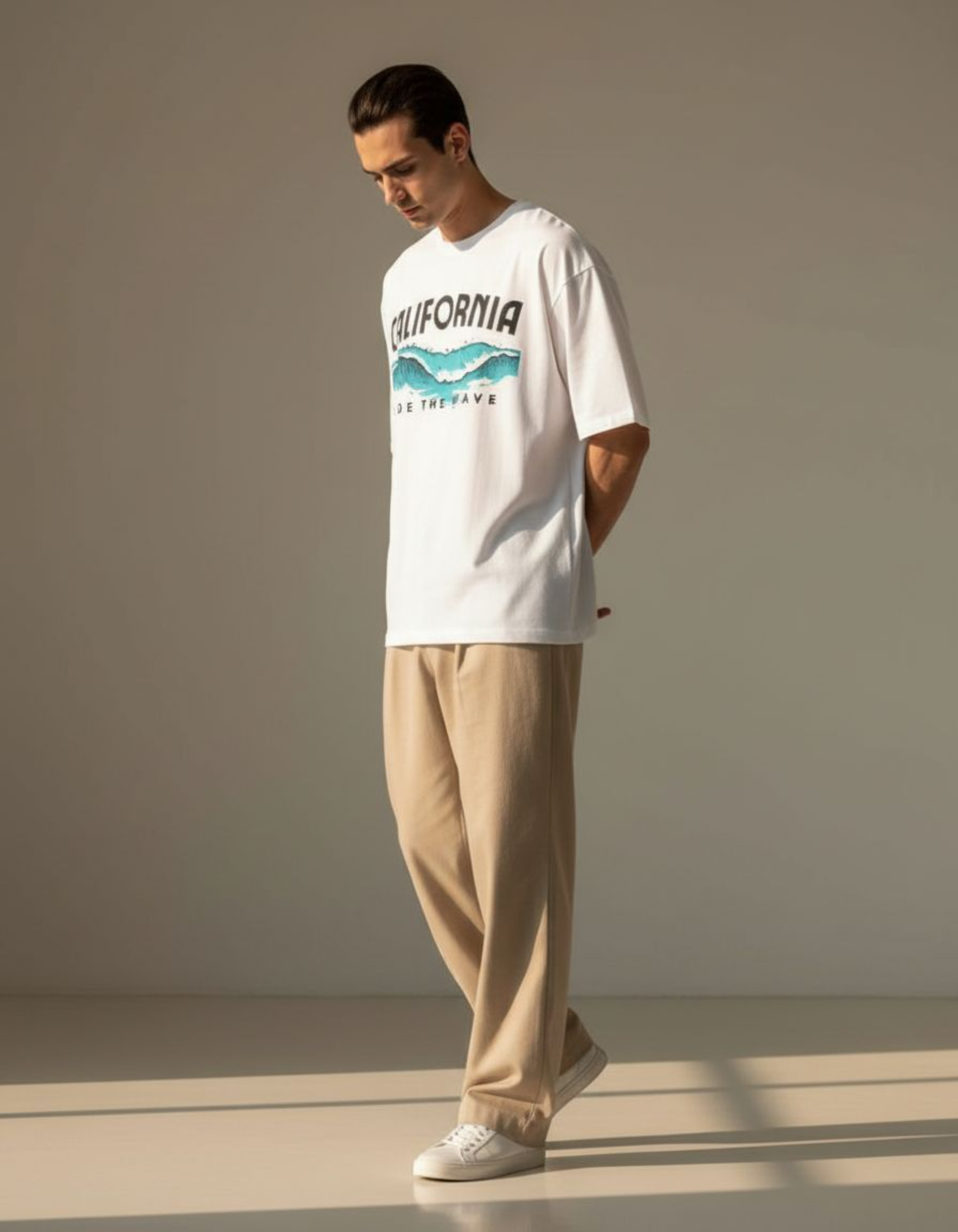 White California Printed Oversized T-Shirt