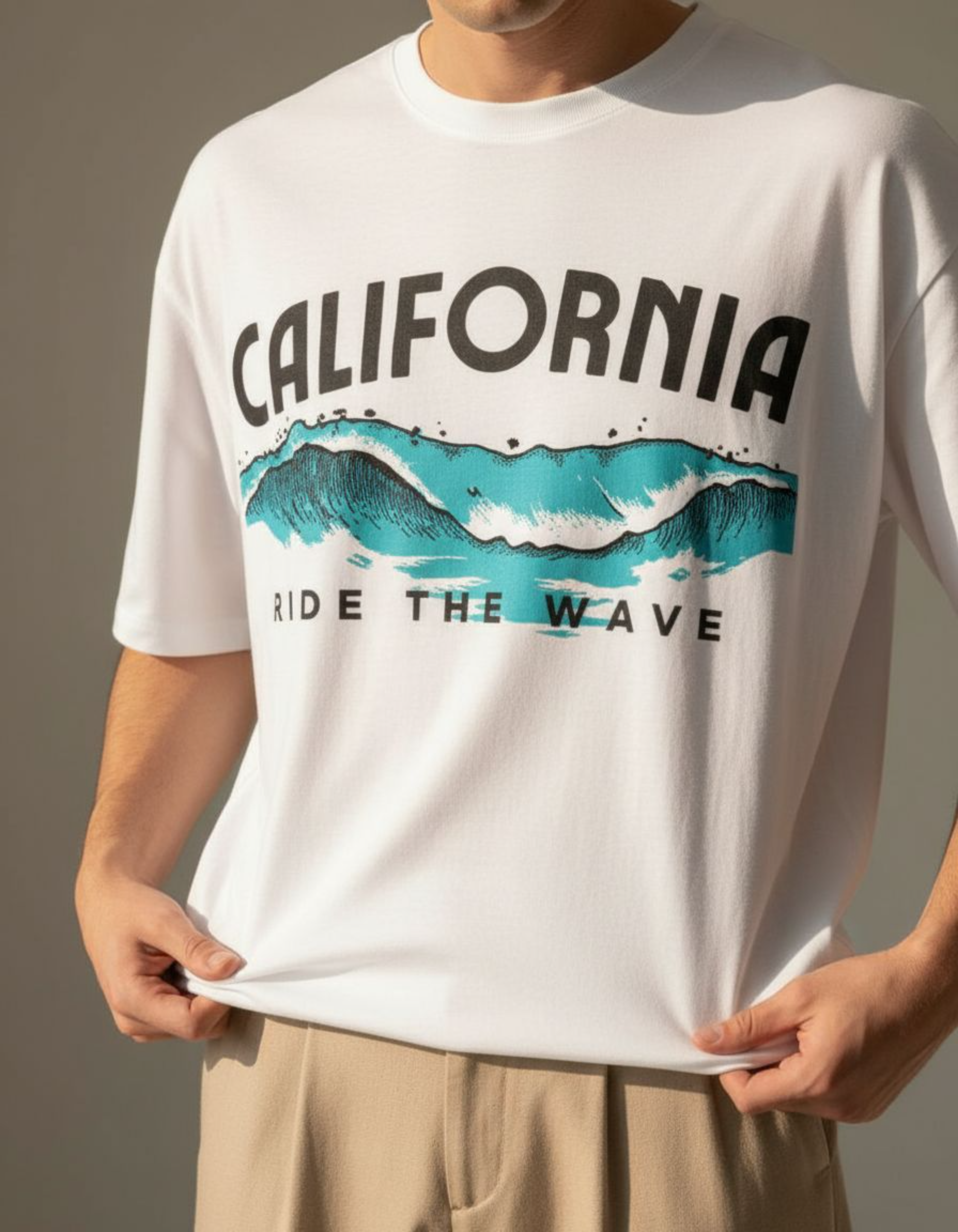 White California Printed Oversized T-Shirt
