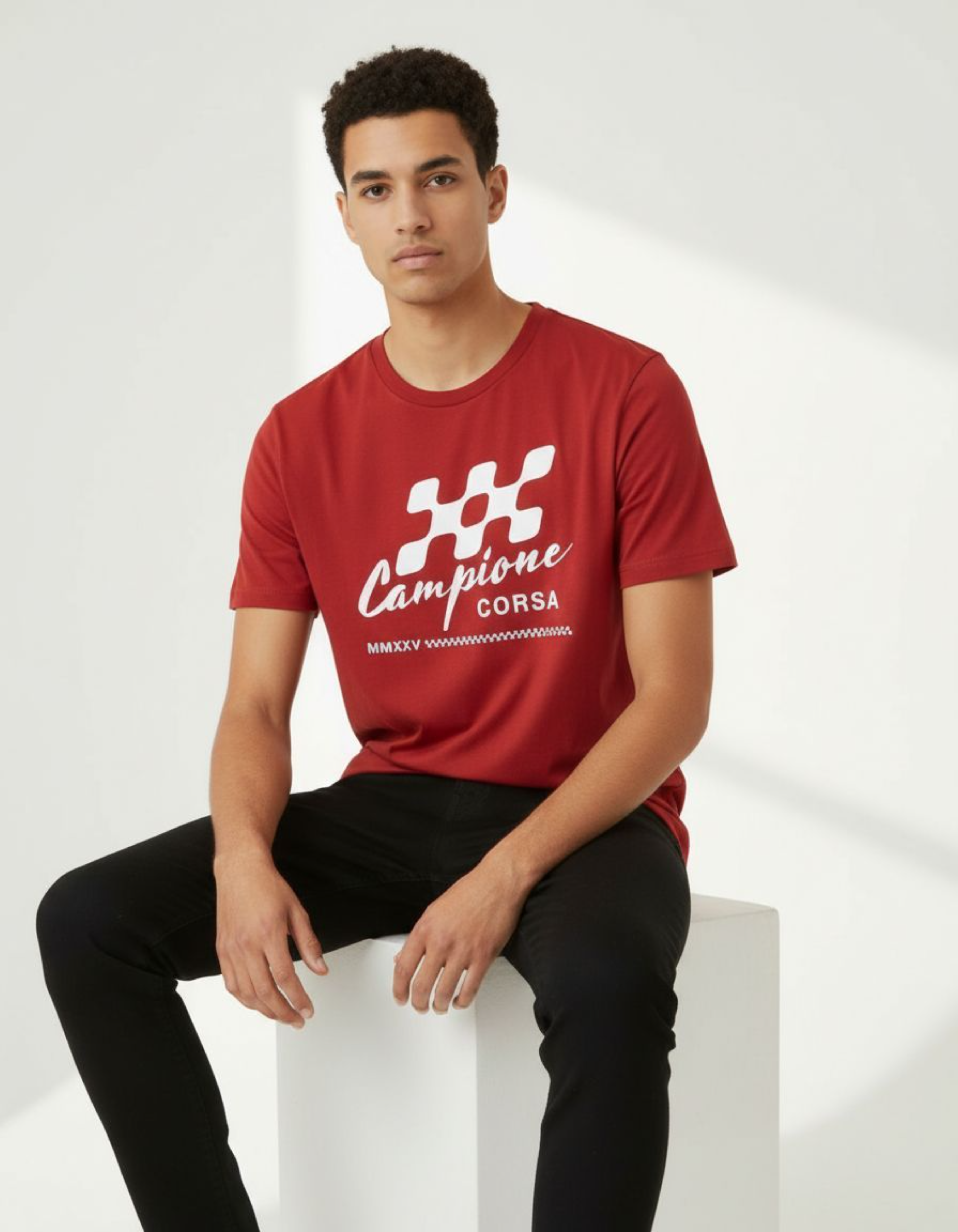 Red Campione Corsa Typography T-Shirt