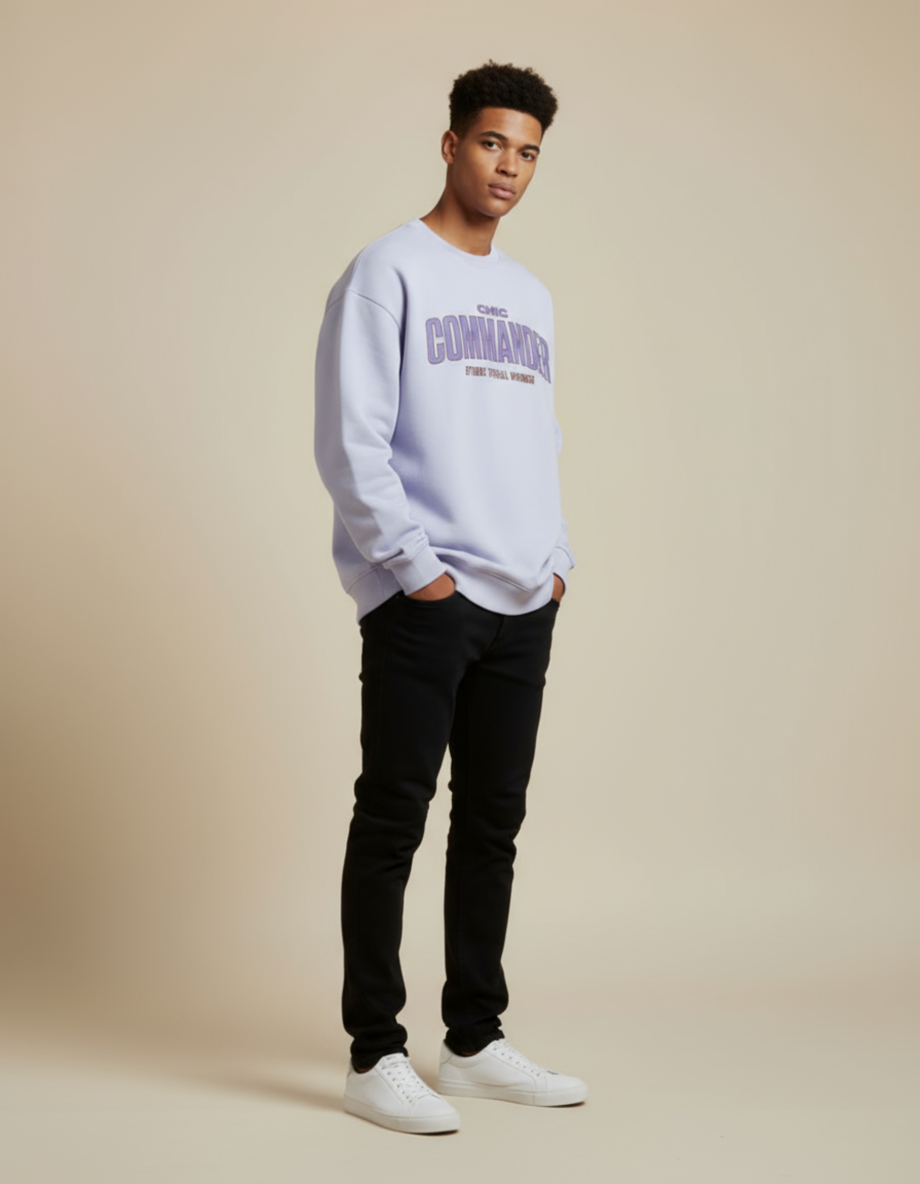 Lavender Chic Commander Typographic Oversized Sweatshirt