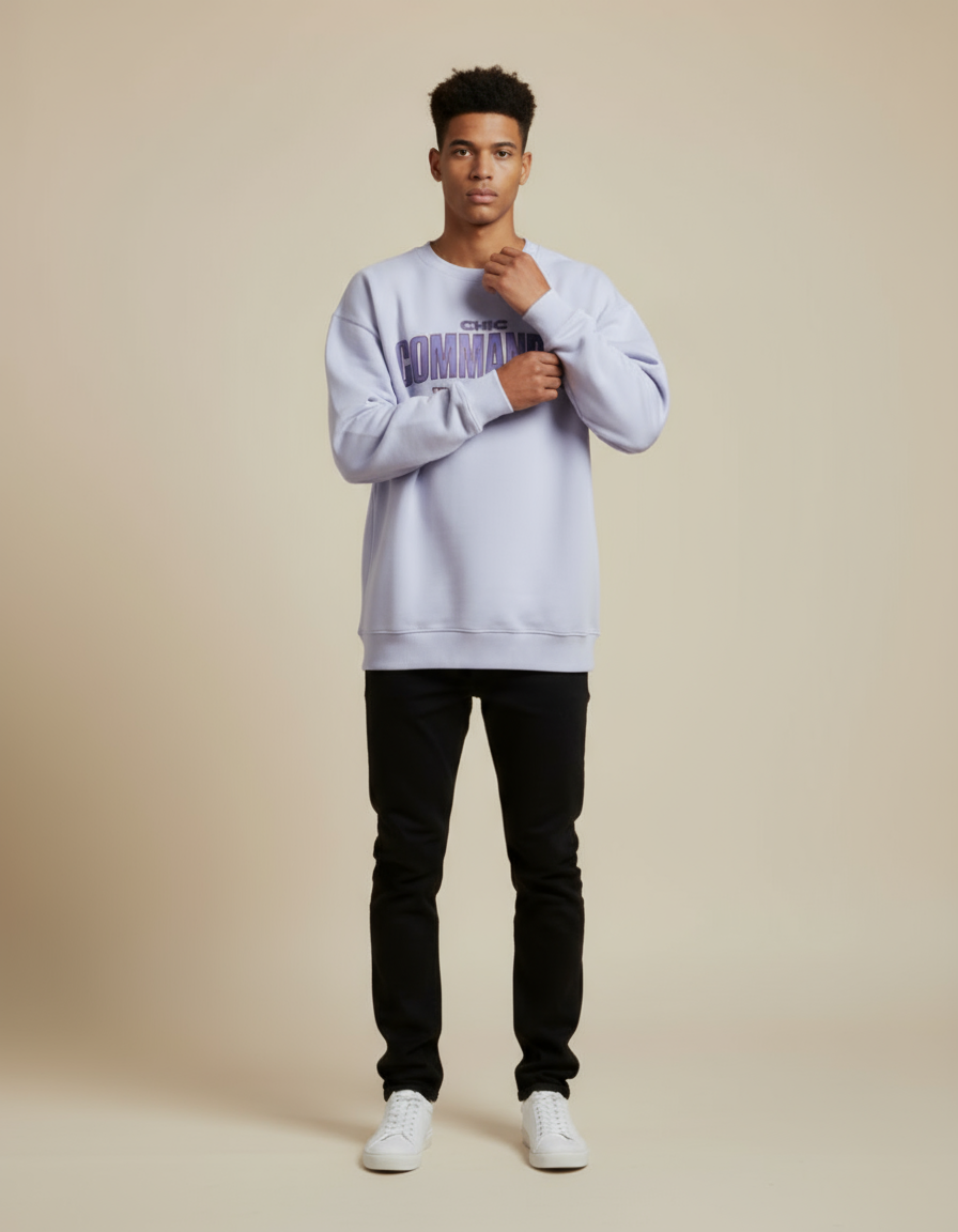 Lavender Chic Commander Typographic Oversized Sweatshirt