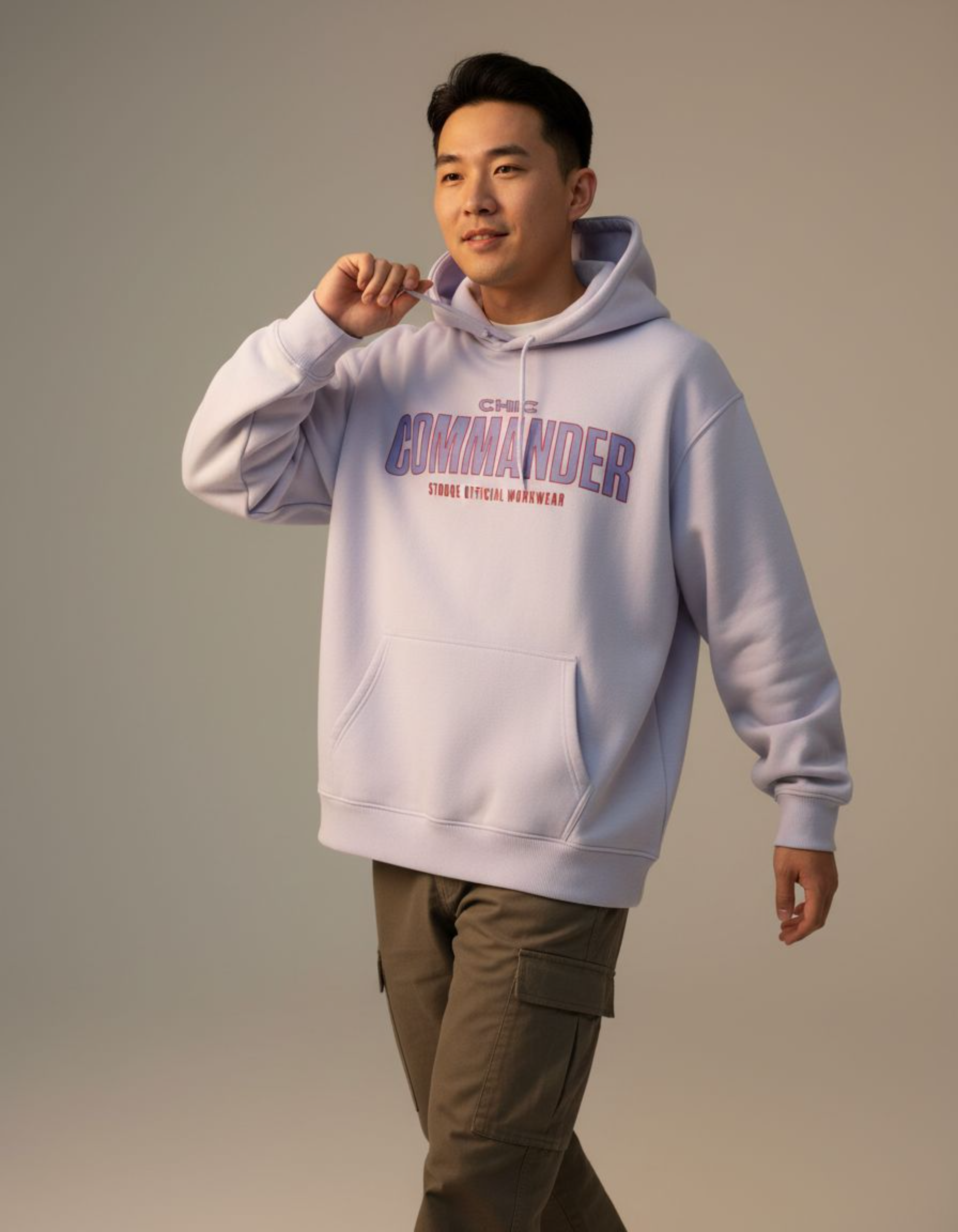 Lavender Chic Commander Typography Oversized Hoodie