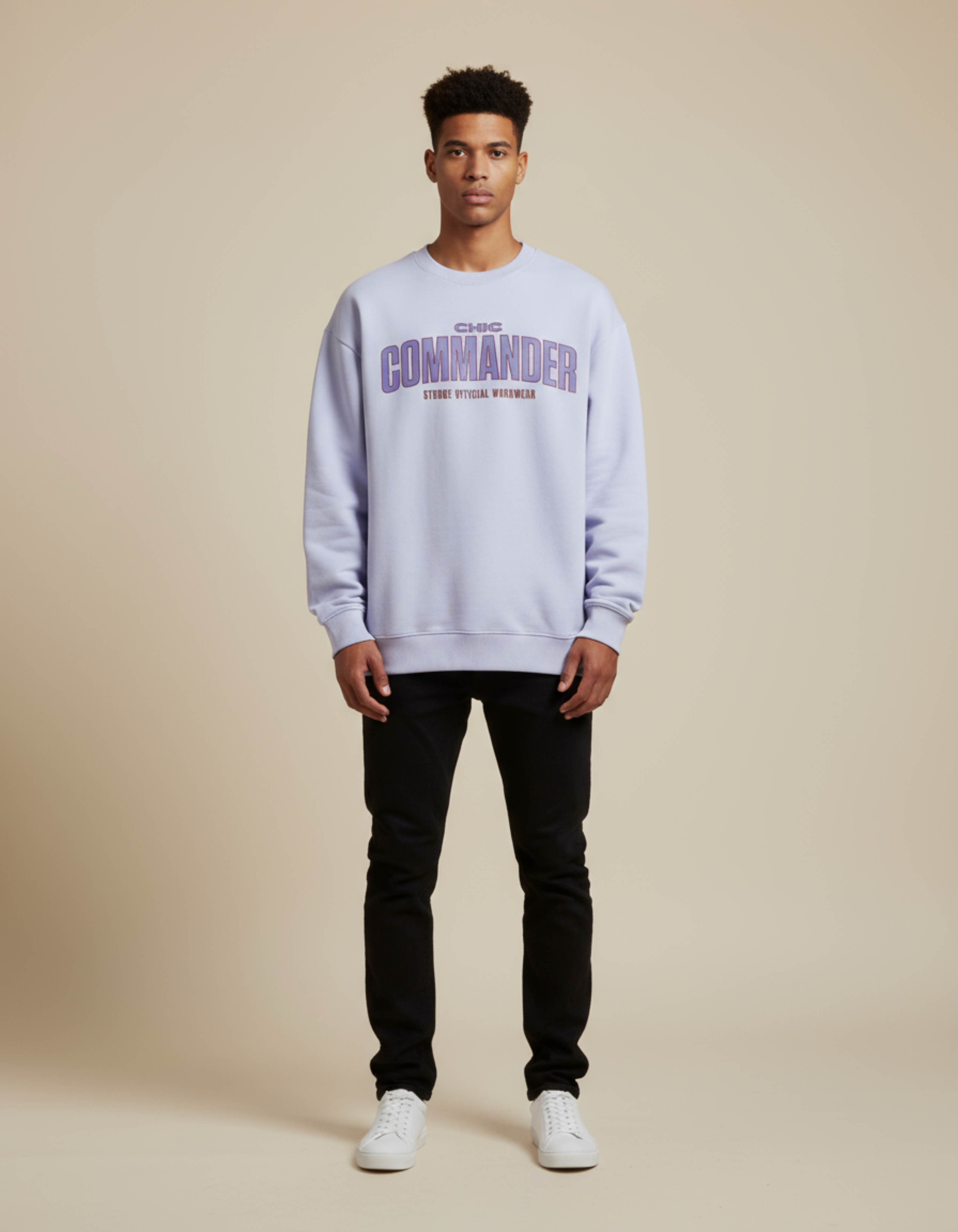 Lavender Chic Commander Typographic Oversized Sweatshirt