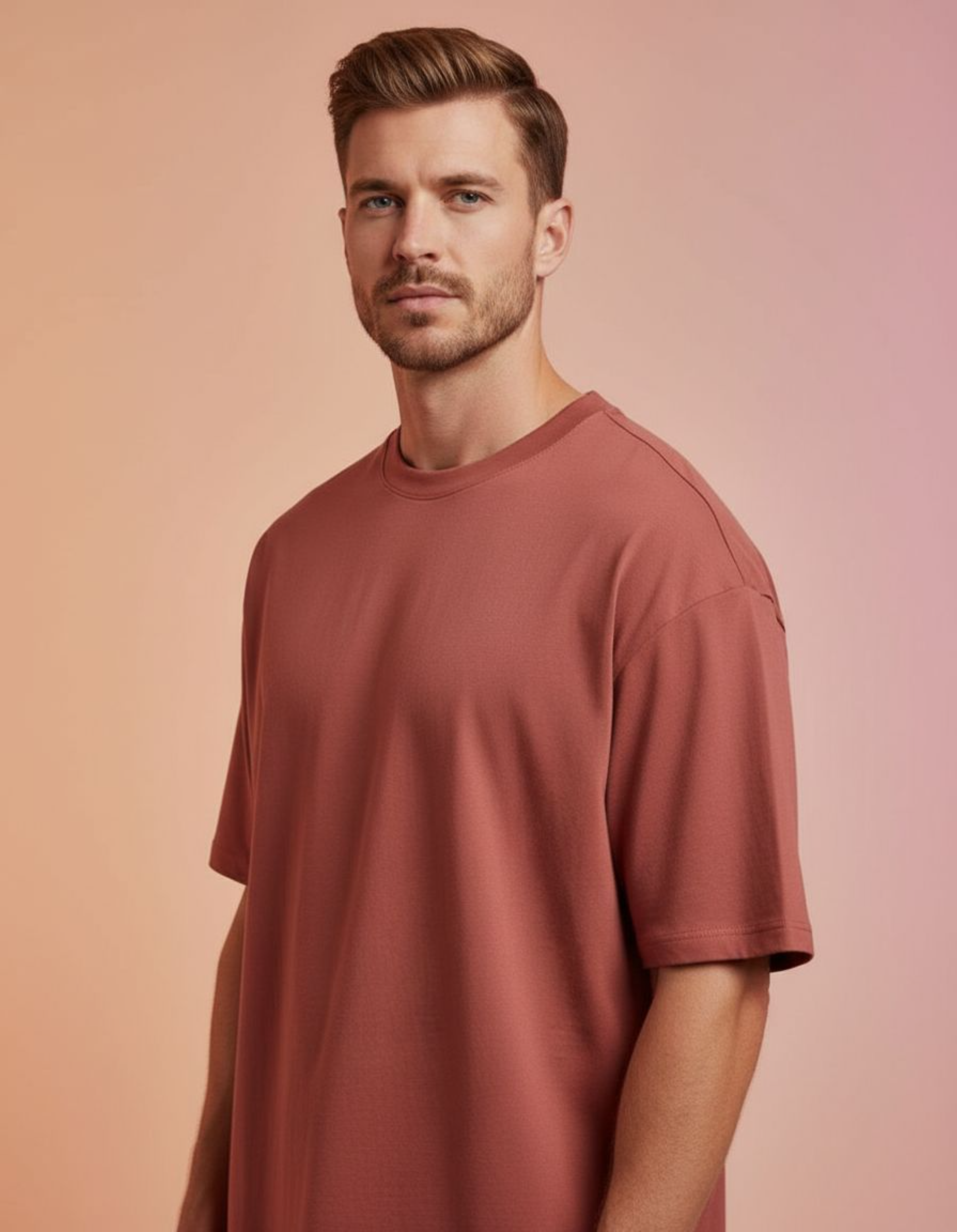 Solid Coral Oversized T-Shirt