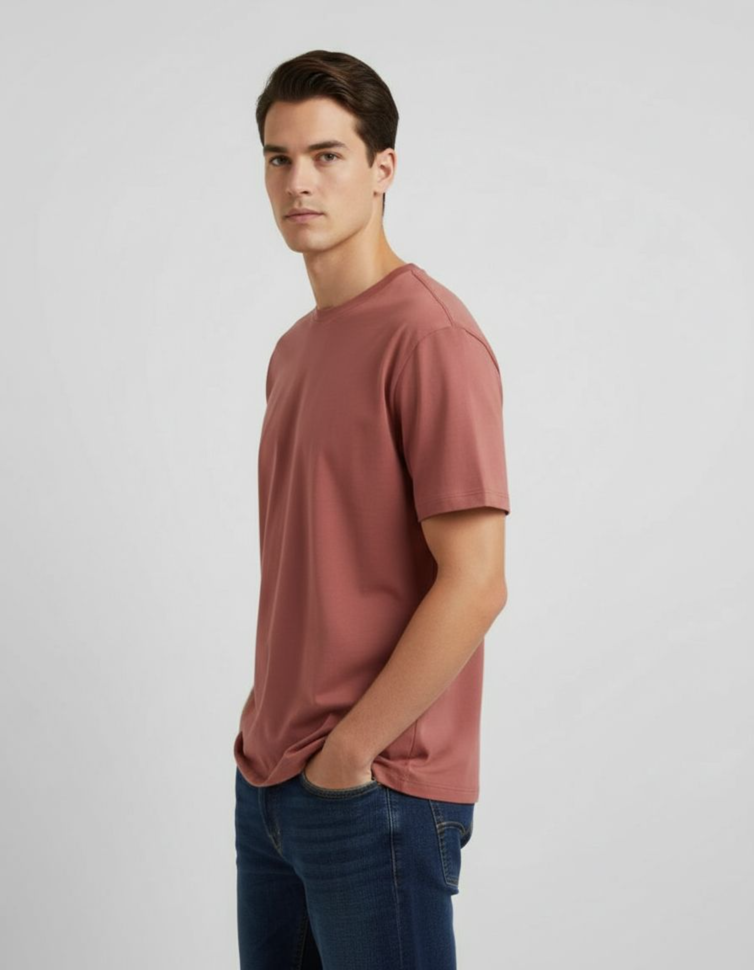 Solid Coral Regular Fit T-Shirt