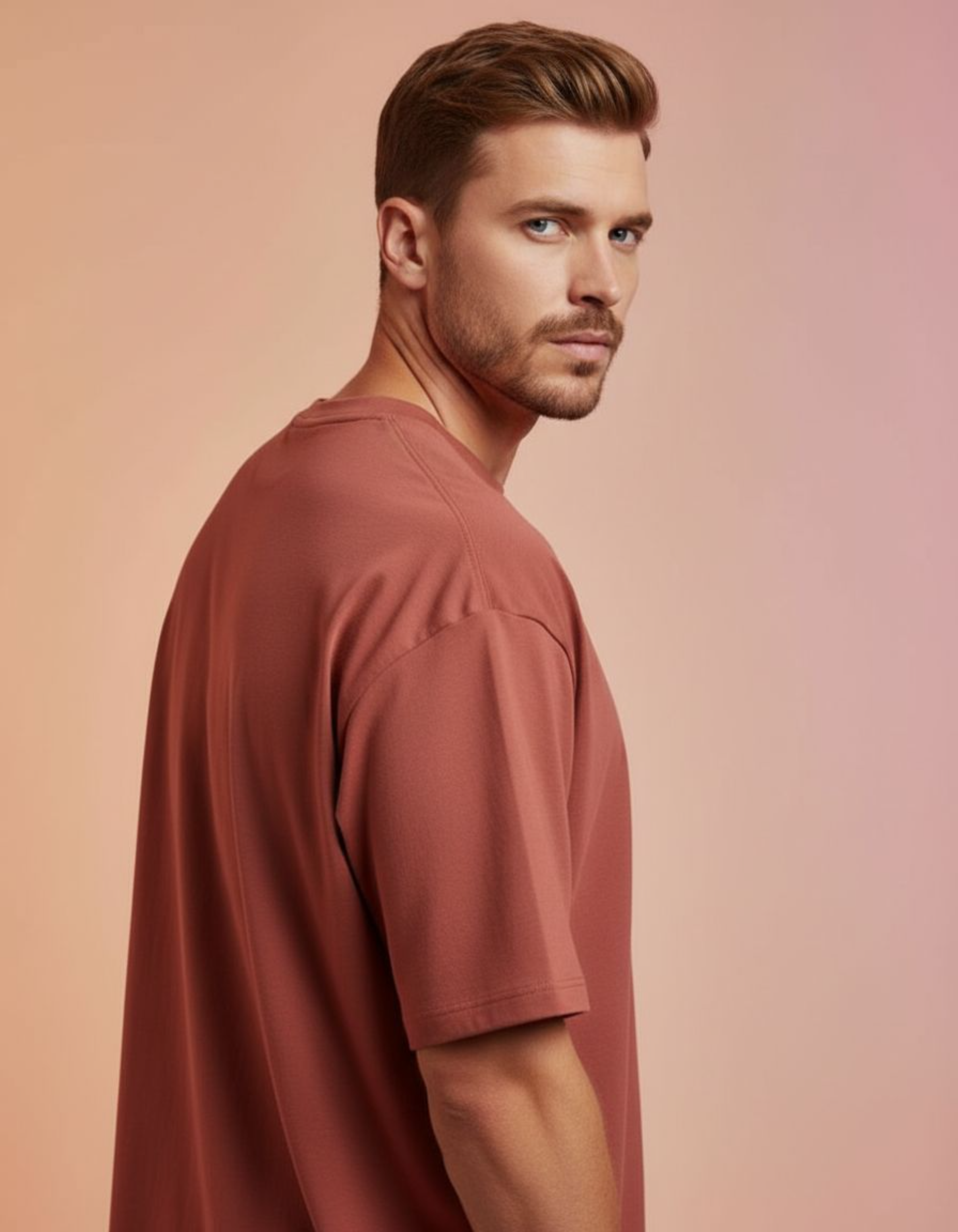 Solid Coral Oversized T-Shirt
