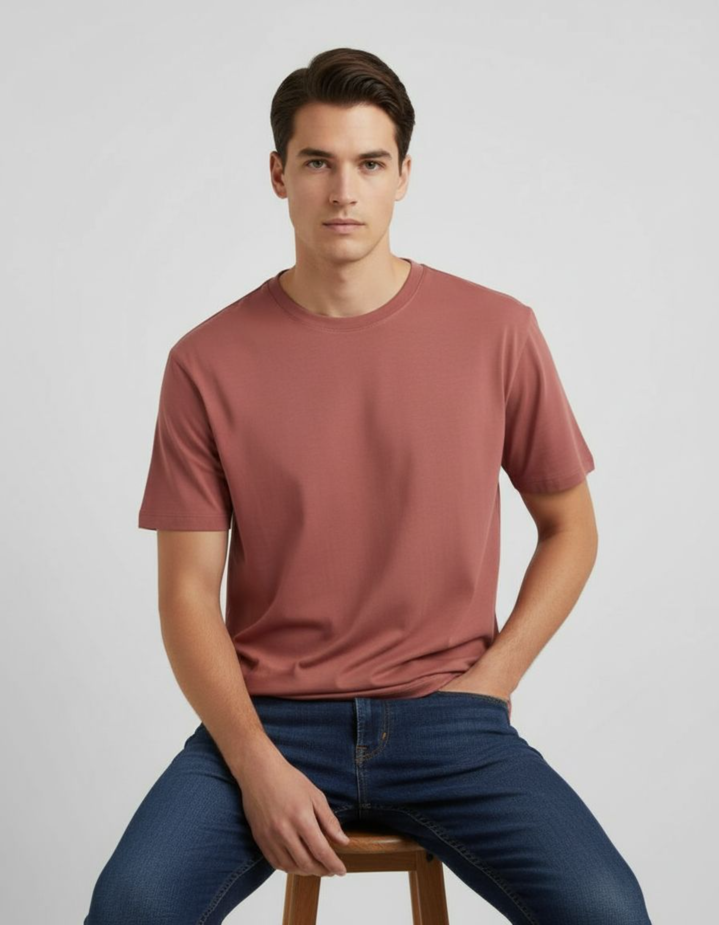 Solid Coral Regular Fit T-Shirt