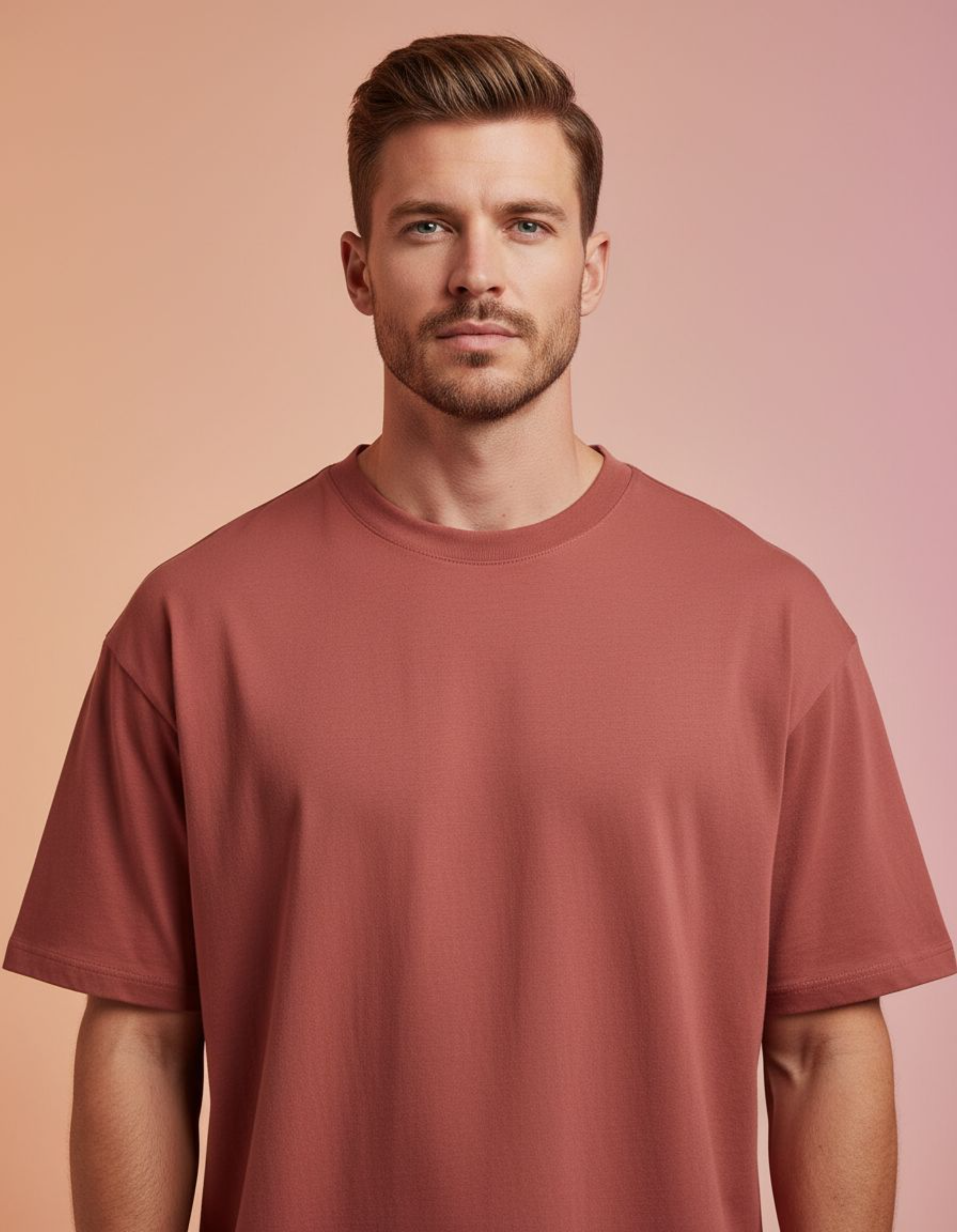 Solid Coral Oversized T-Shirt