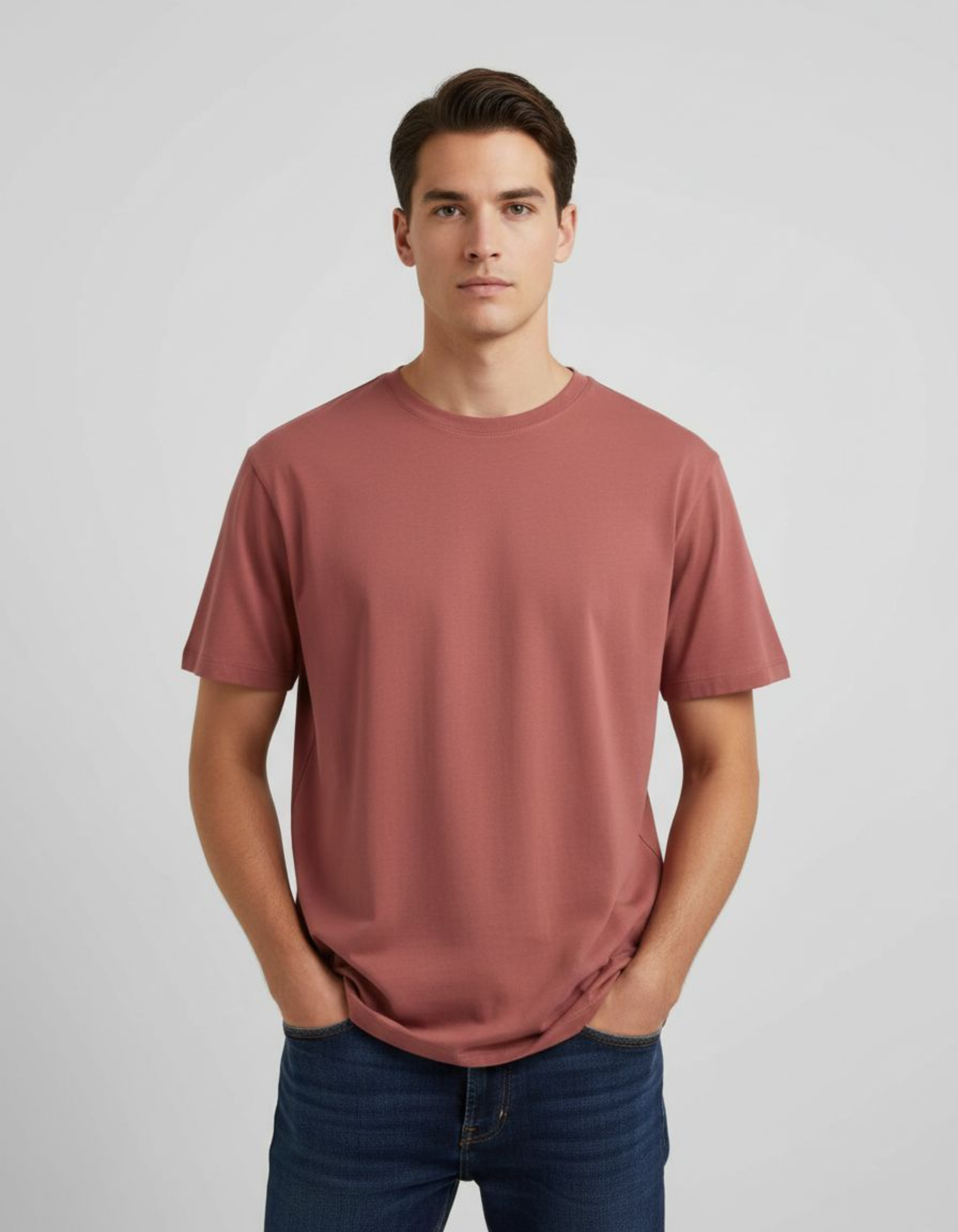 Solid Coral Regular Fit T-Shirt