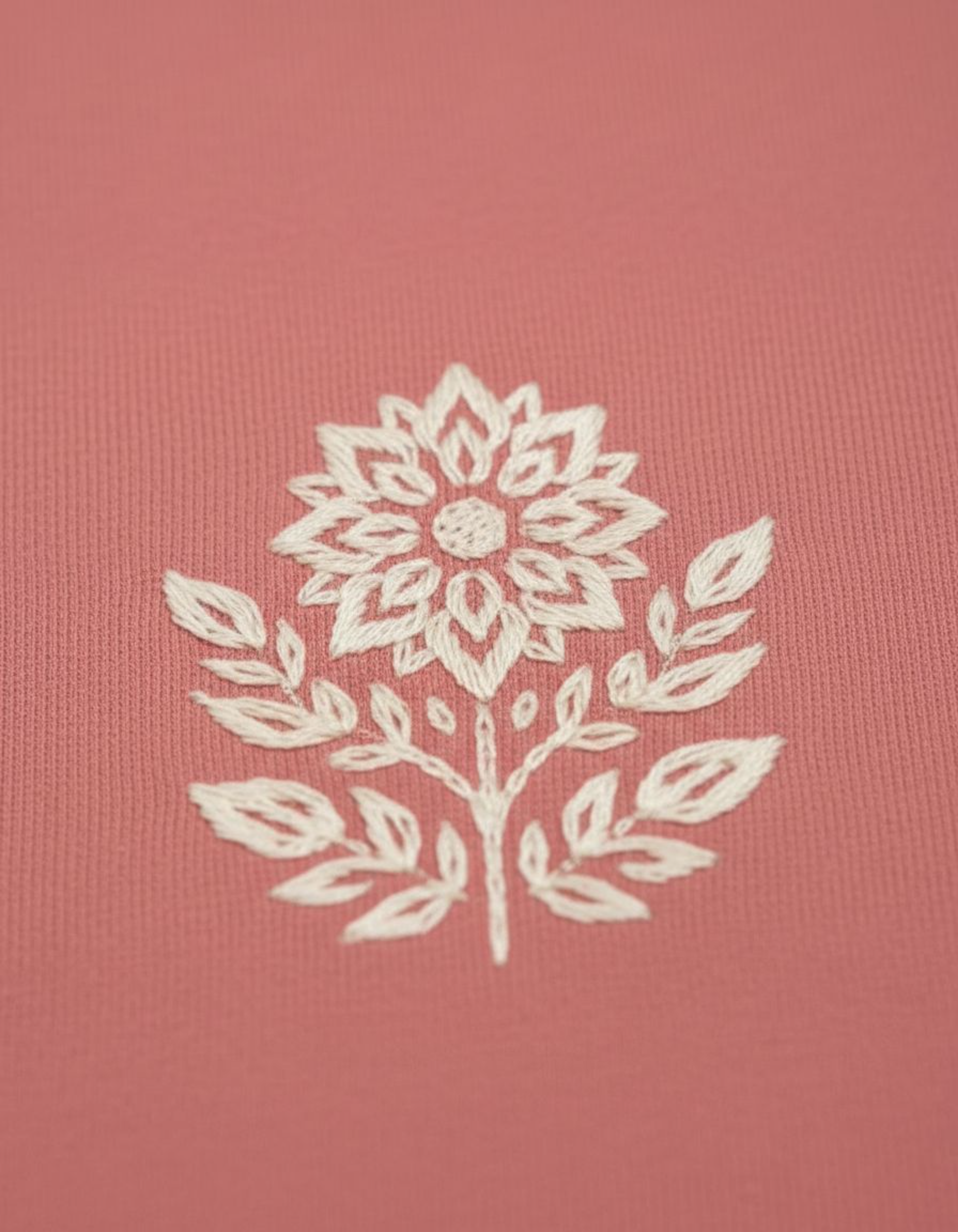 Coral Floral Embroidery Sweatshirt