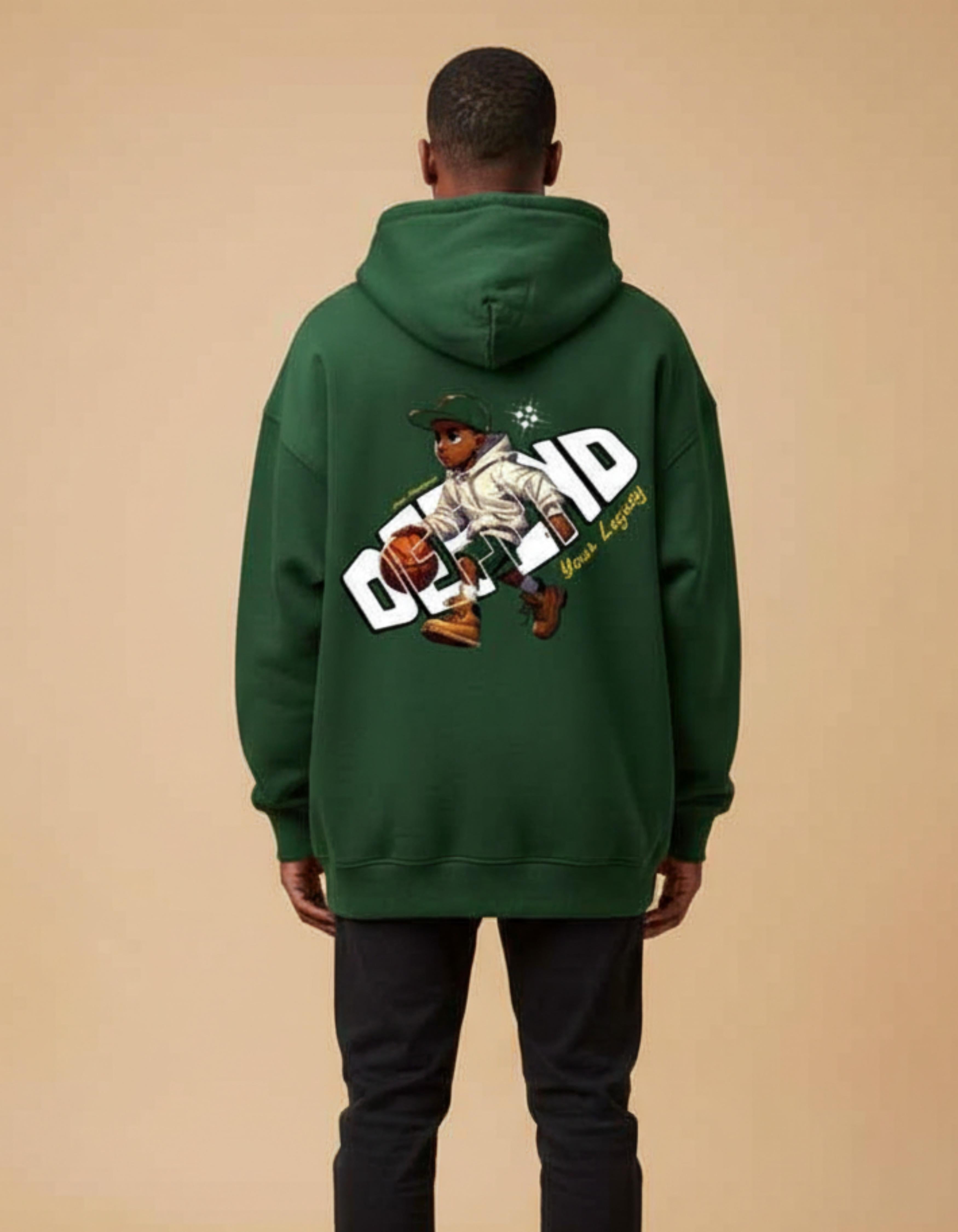 Green Defend Your Legacy Printed Oversized Hoodie