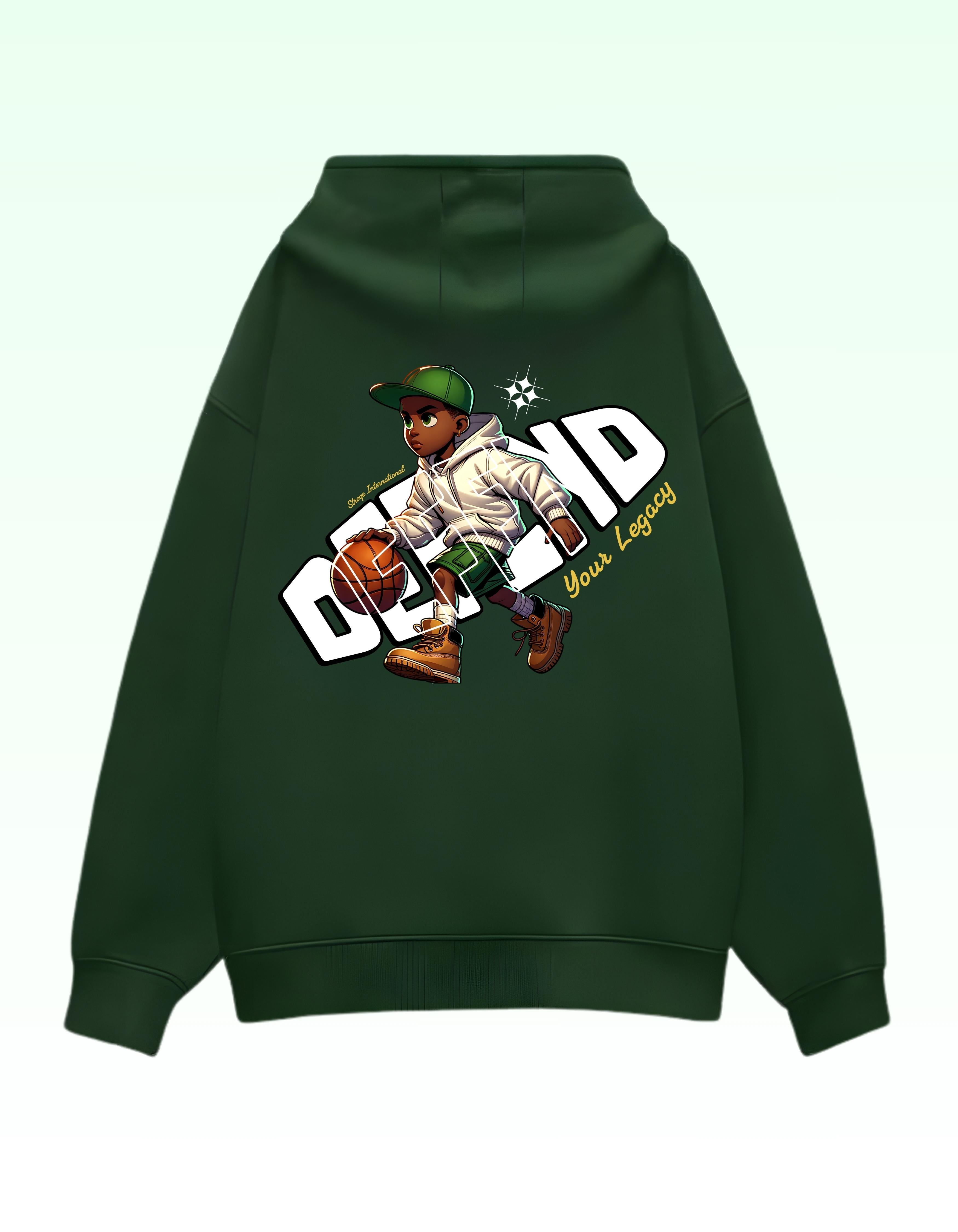 Green Defend Your Legacy Printed Oversized Hoodie