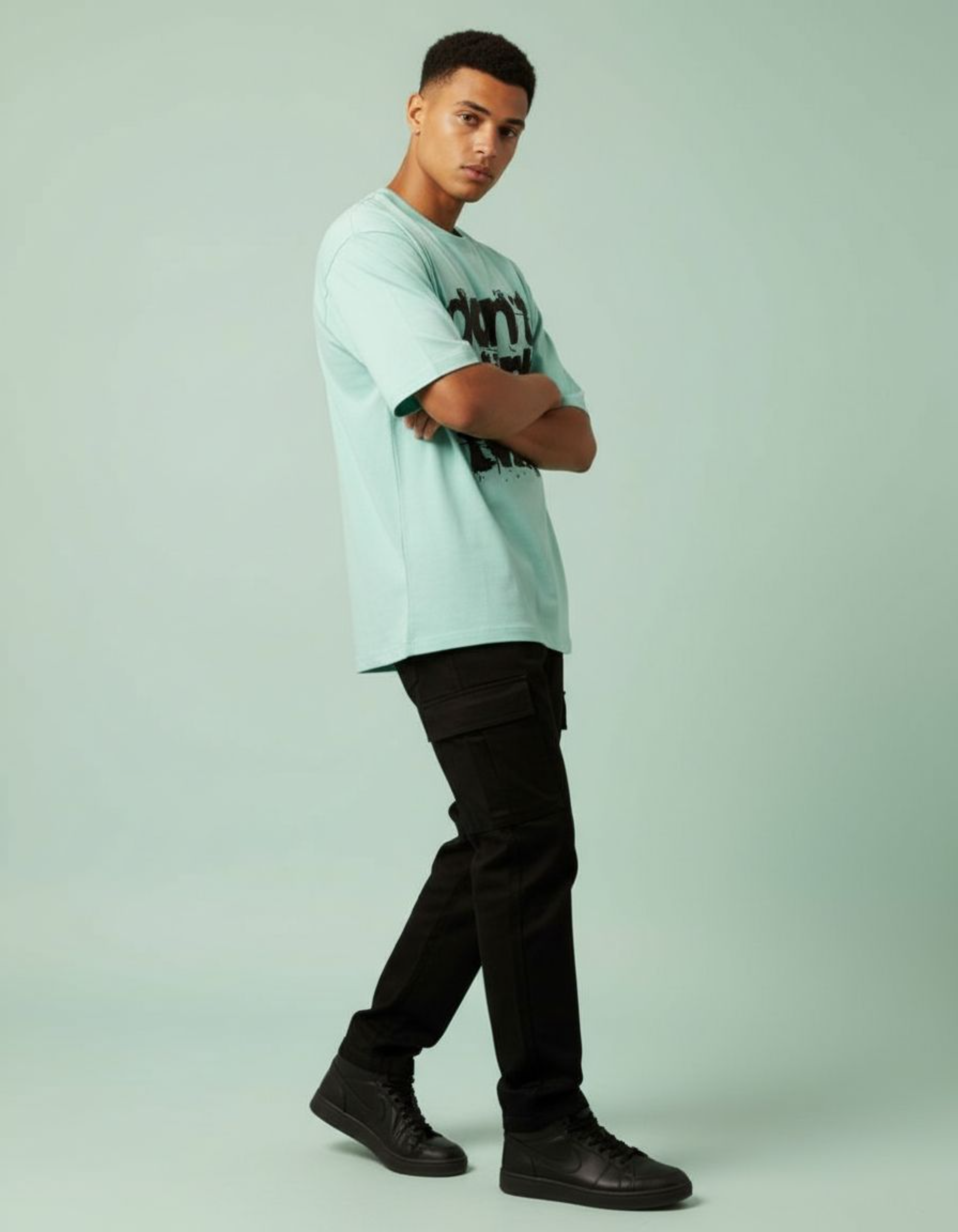 Mint Don't Think Twice Oversized Typography T-Shirt