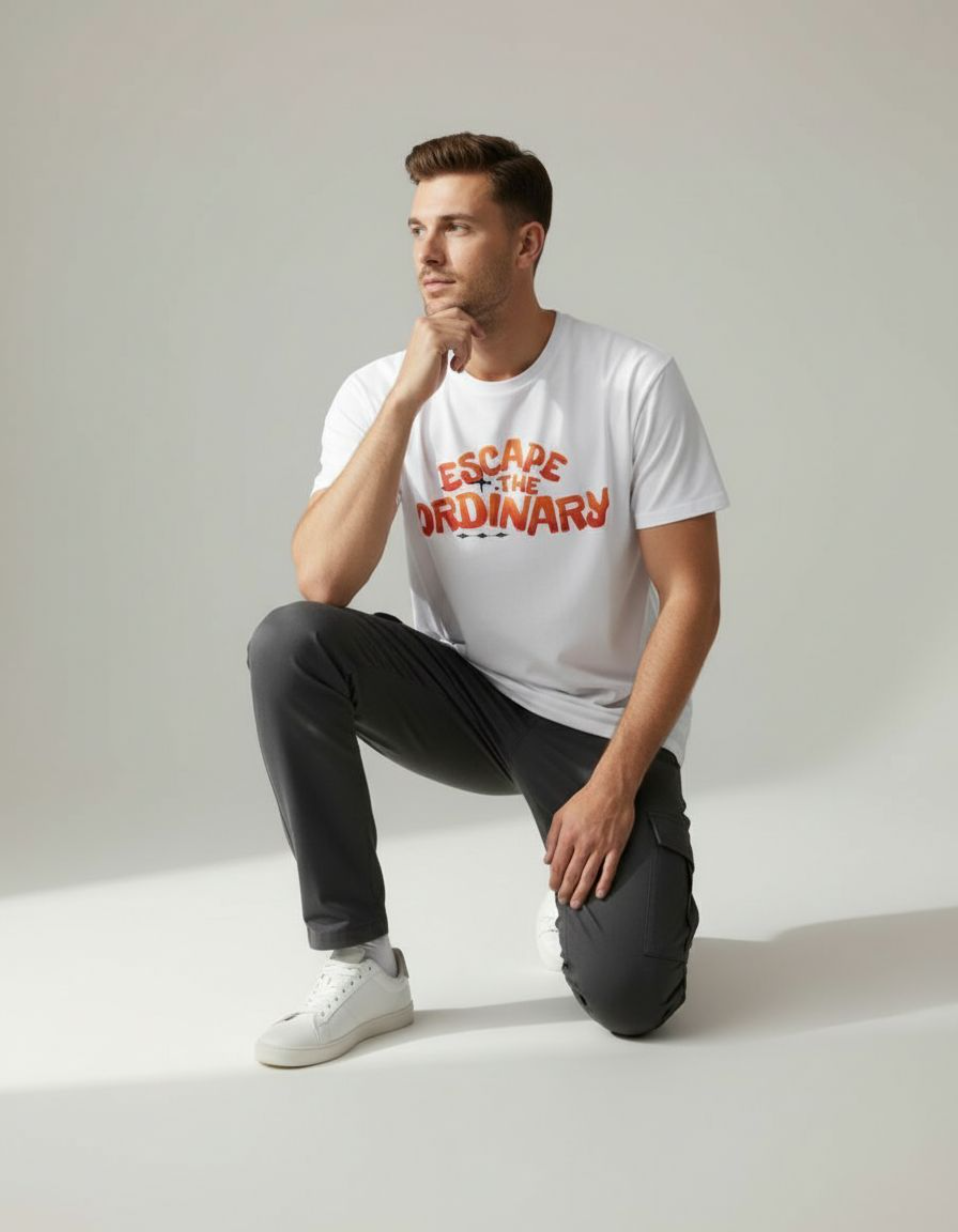 White Escape The Ordinary Typography T-Shirt