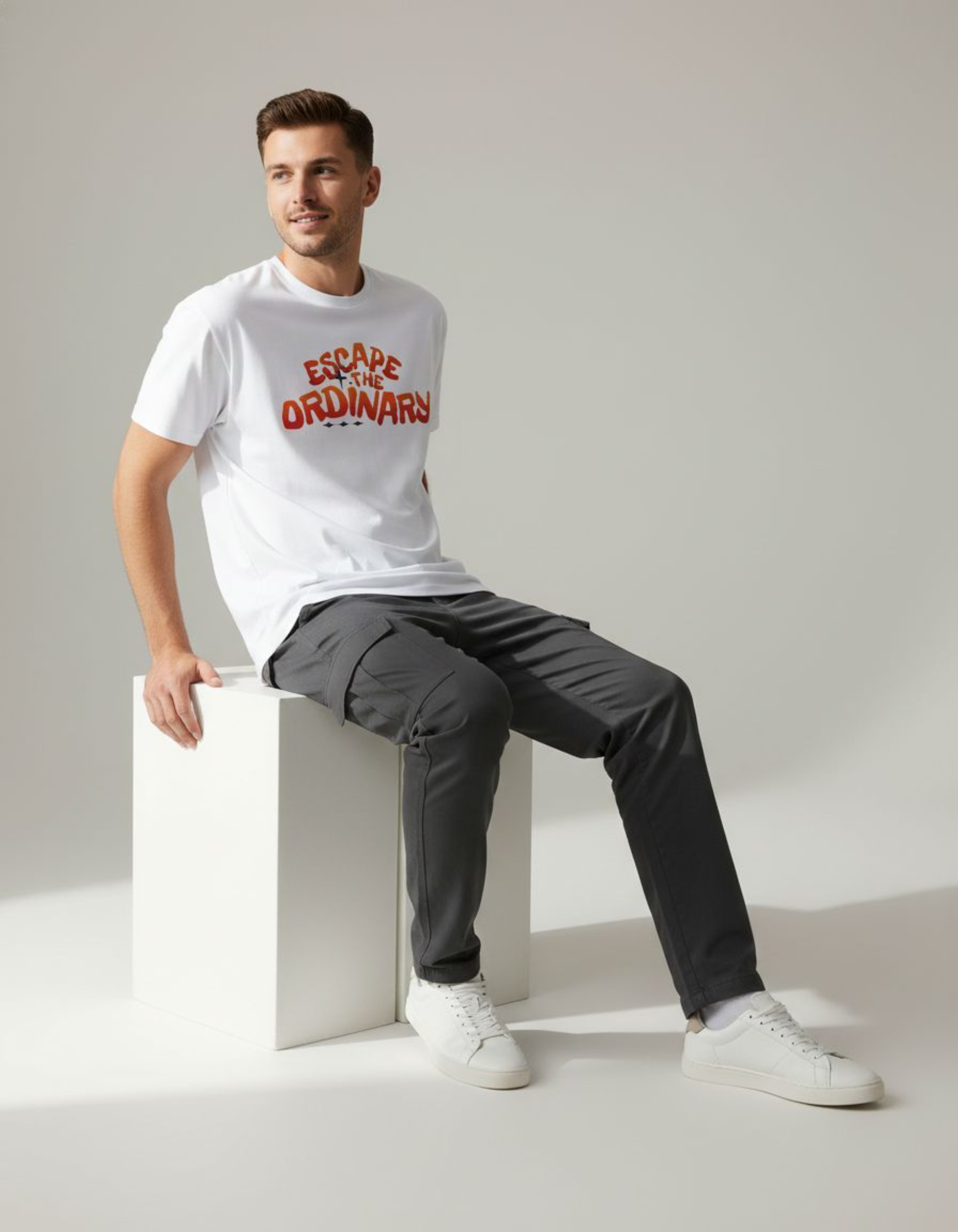 White Escape The Ordinary Typography T-Shirt