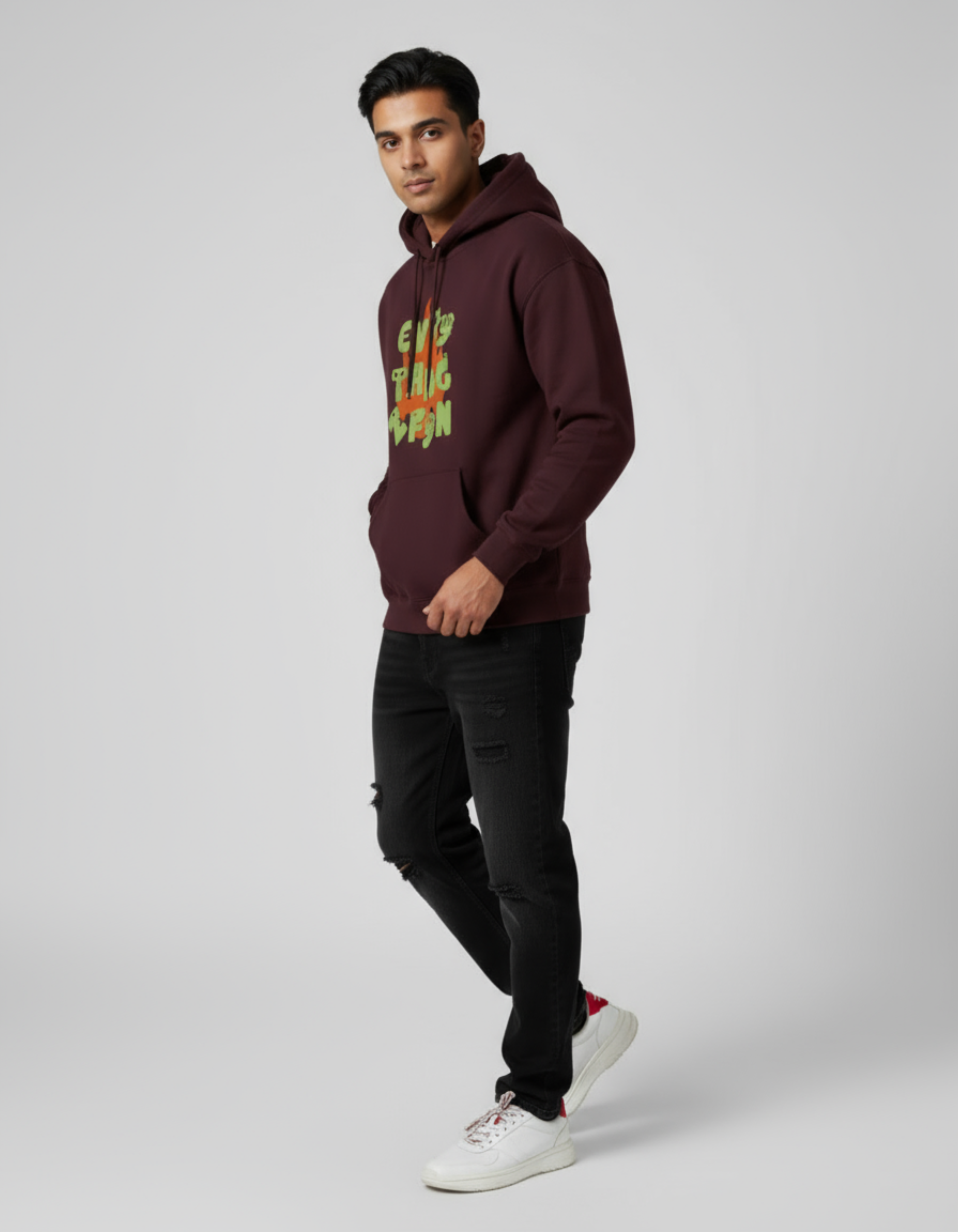 Maroon Evry Thng Z Fyn Typography Hoodie