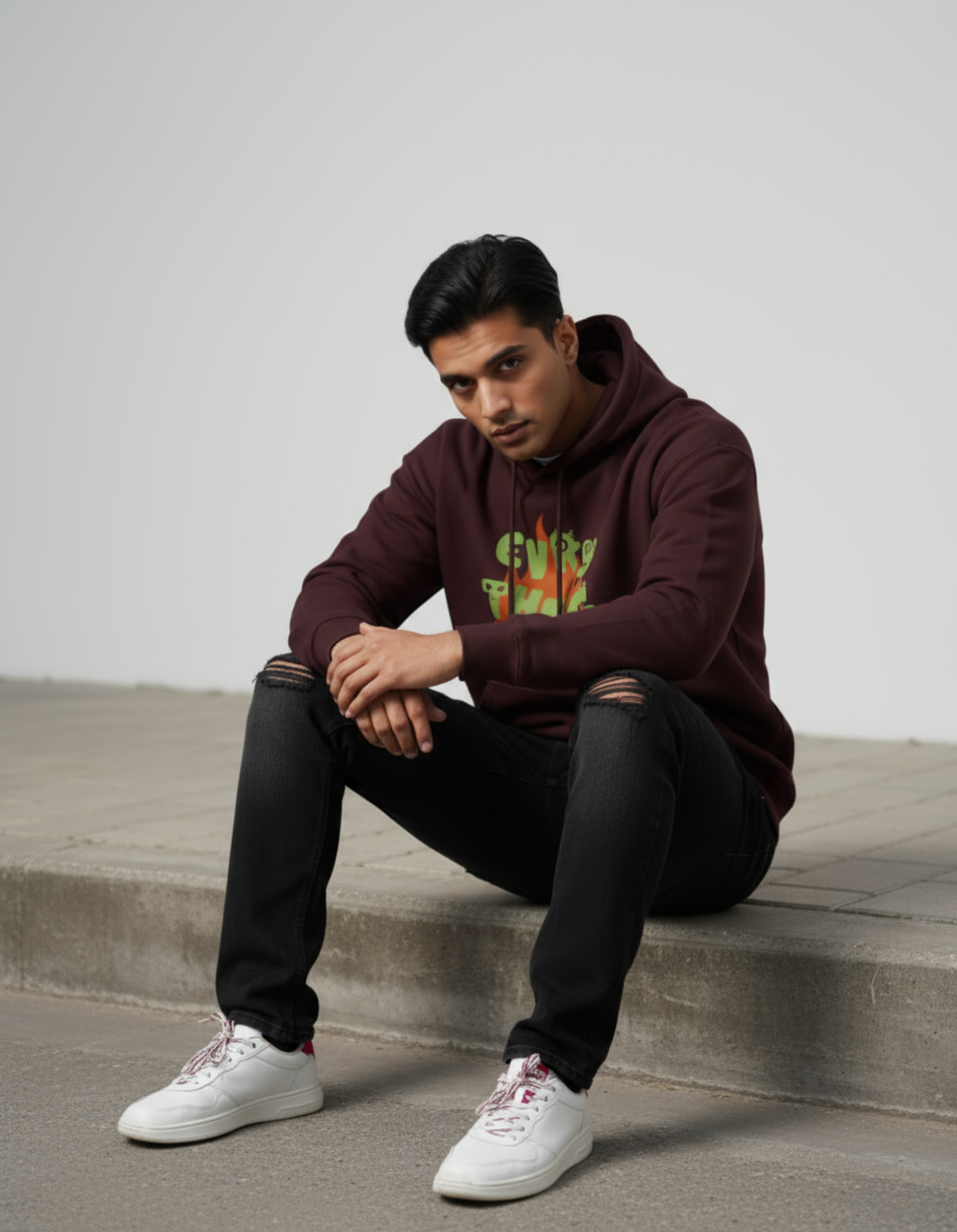 Maroon Evry Thng Z Fyn Typography Hoodie