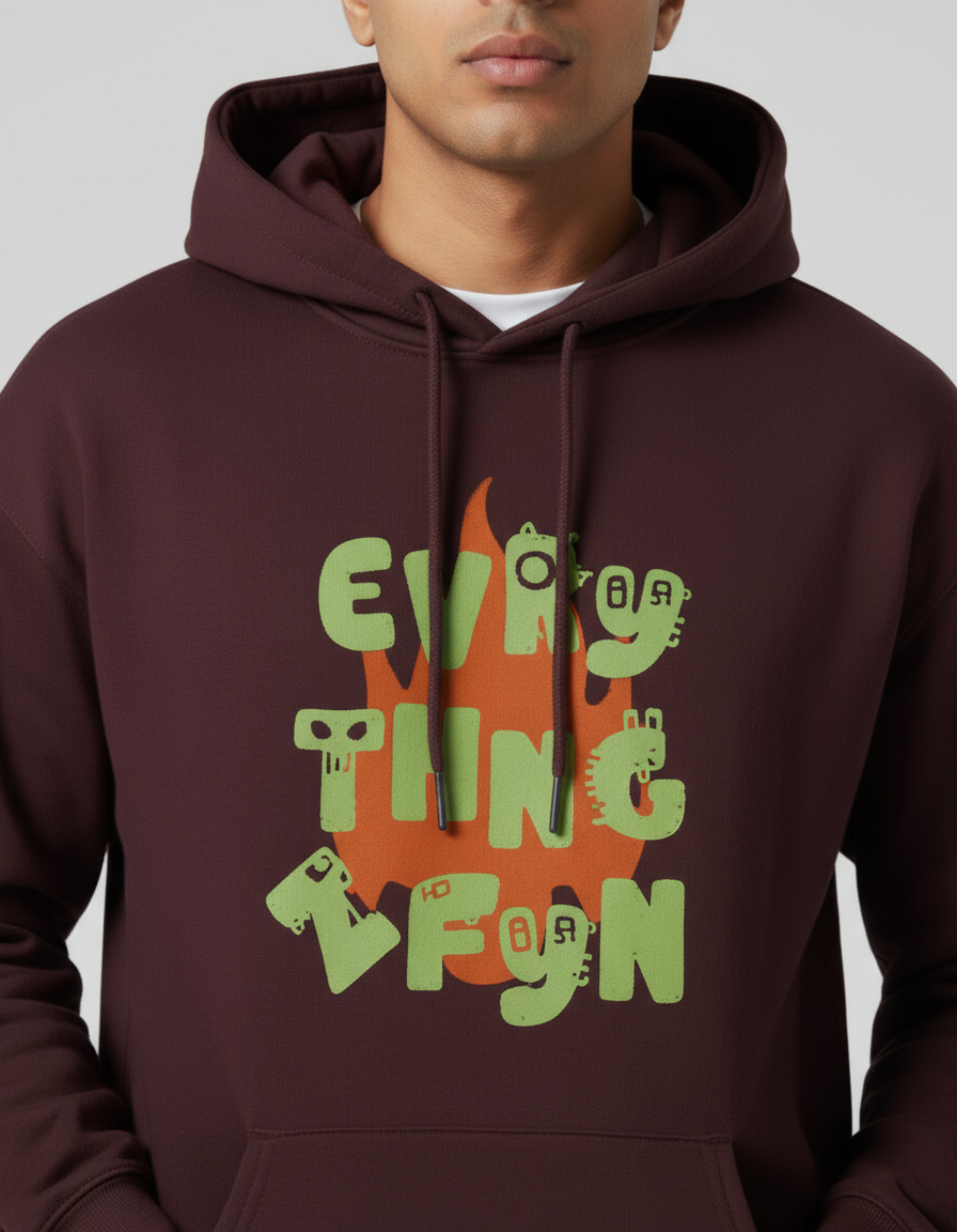 Maroon Evry Thng Z Fyn Typography Hoodie